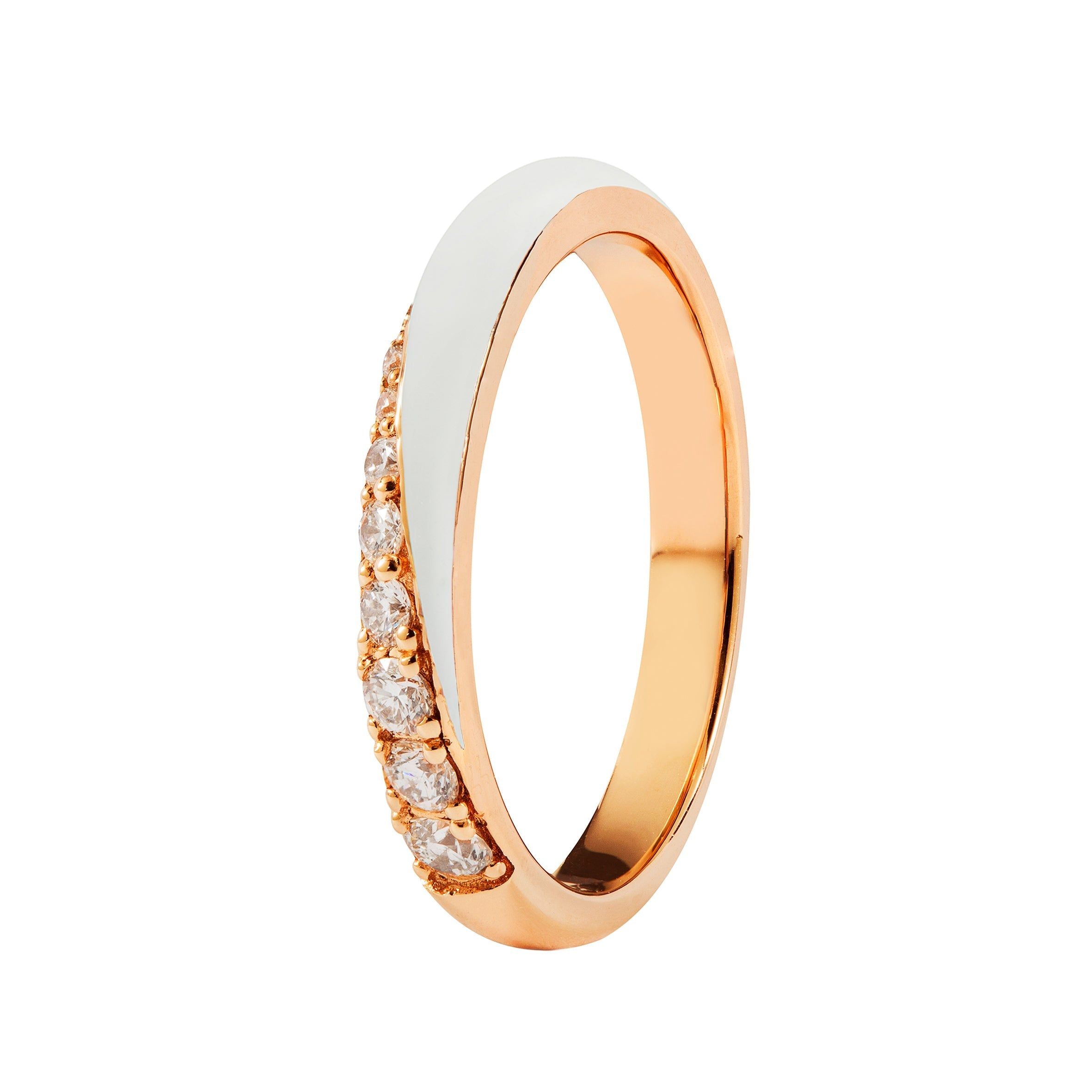 18kt Rose Gold 0.44 CTW White Enamel & Diamond Ring