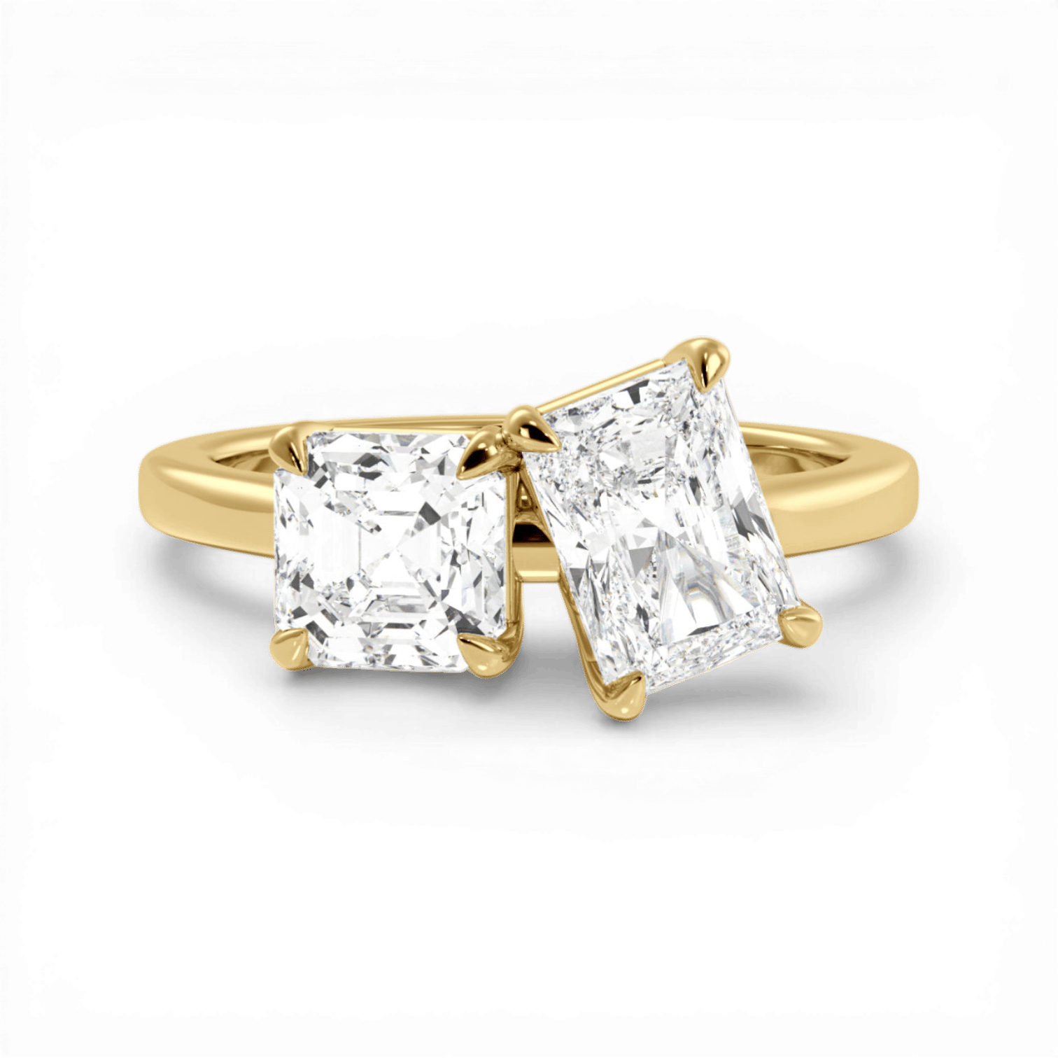 Toi et Moi Personalized Asscher & Radiant Cut 18kt Yellow Gold Diamond Engagement Ring