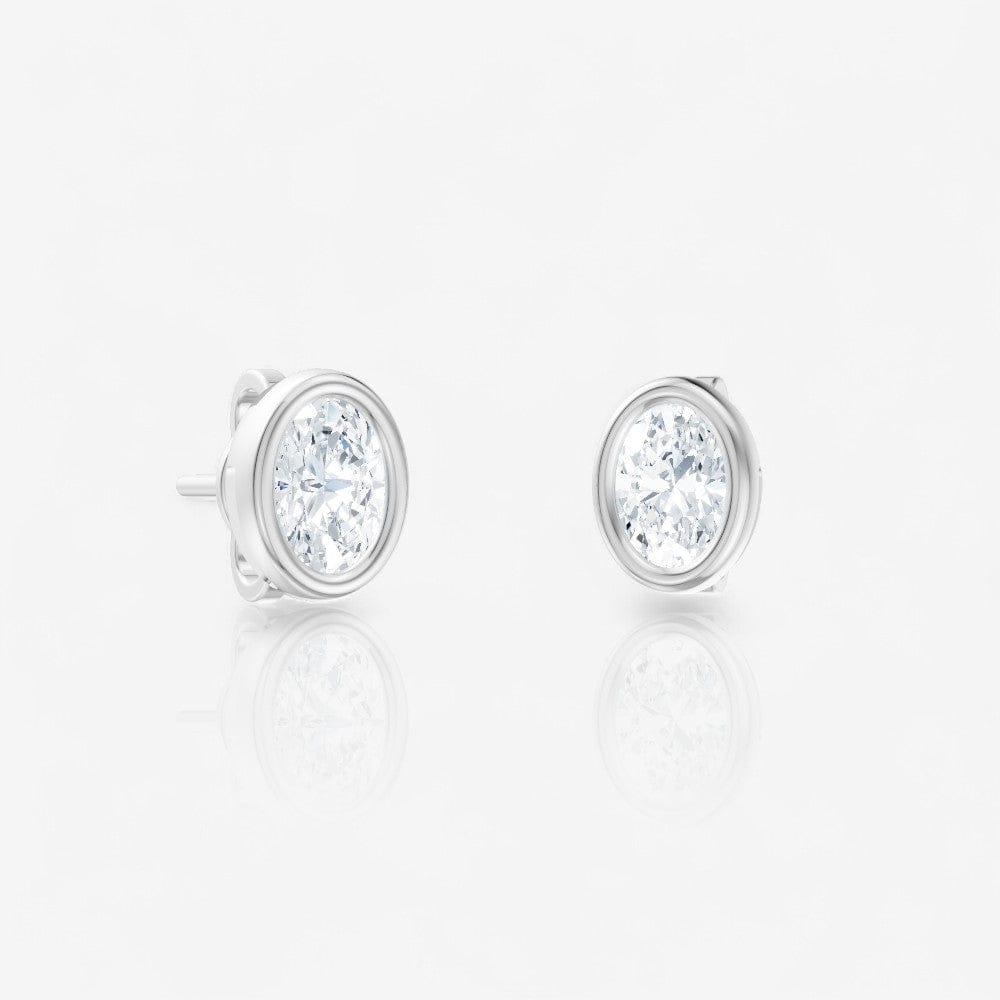 Oval Cut Lab-Grown Diamond Bezel Set Solitaire Stud Earrings