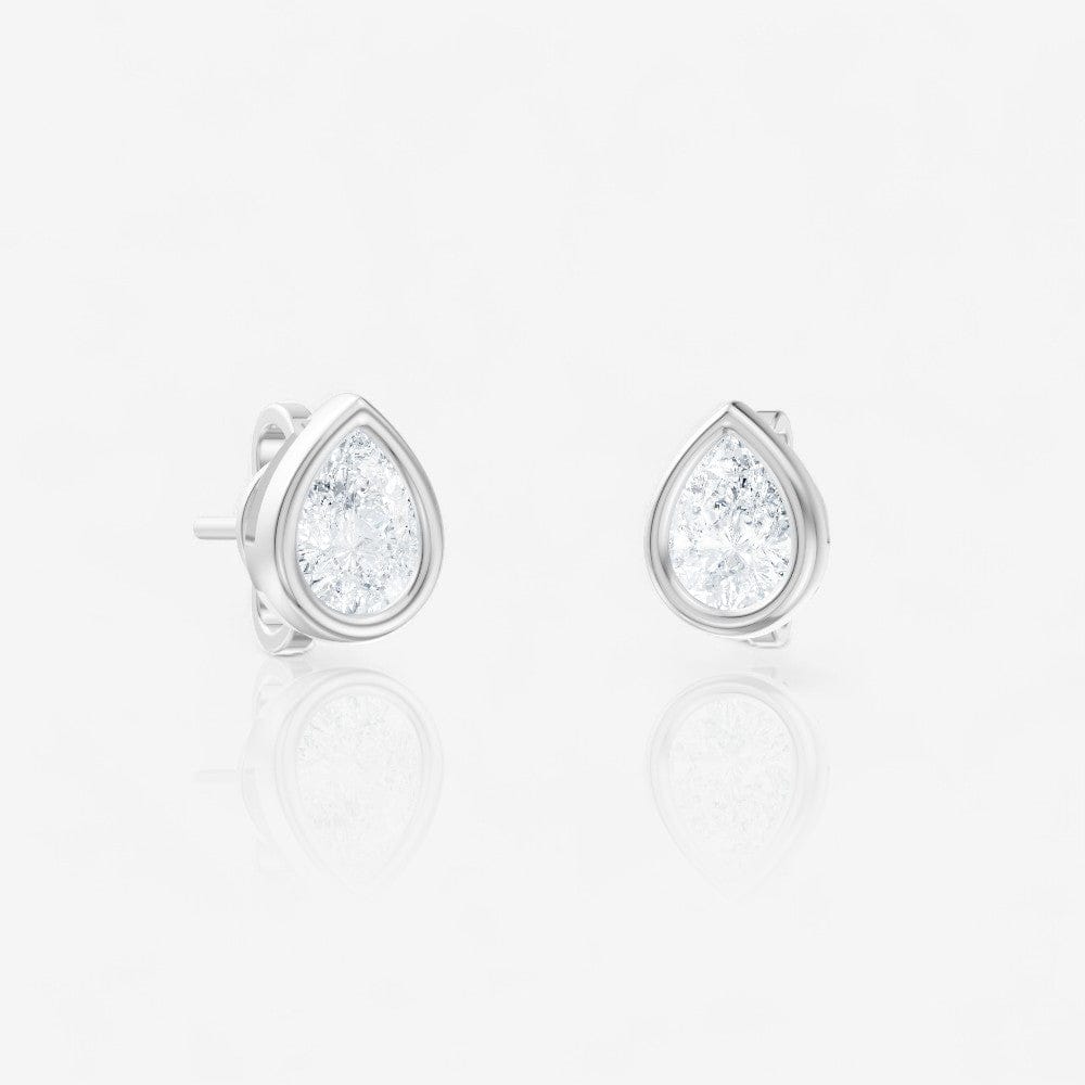 Pear Cut Lab-Grown Diamond Bezel Set Solitaire Stud Earrings