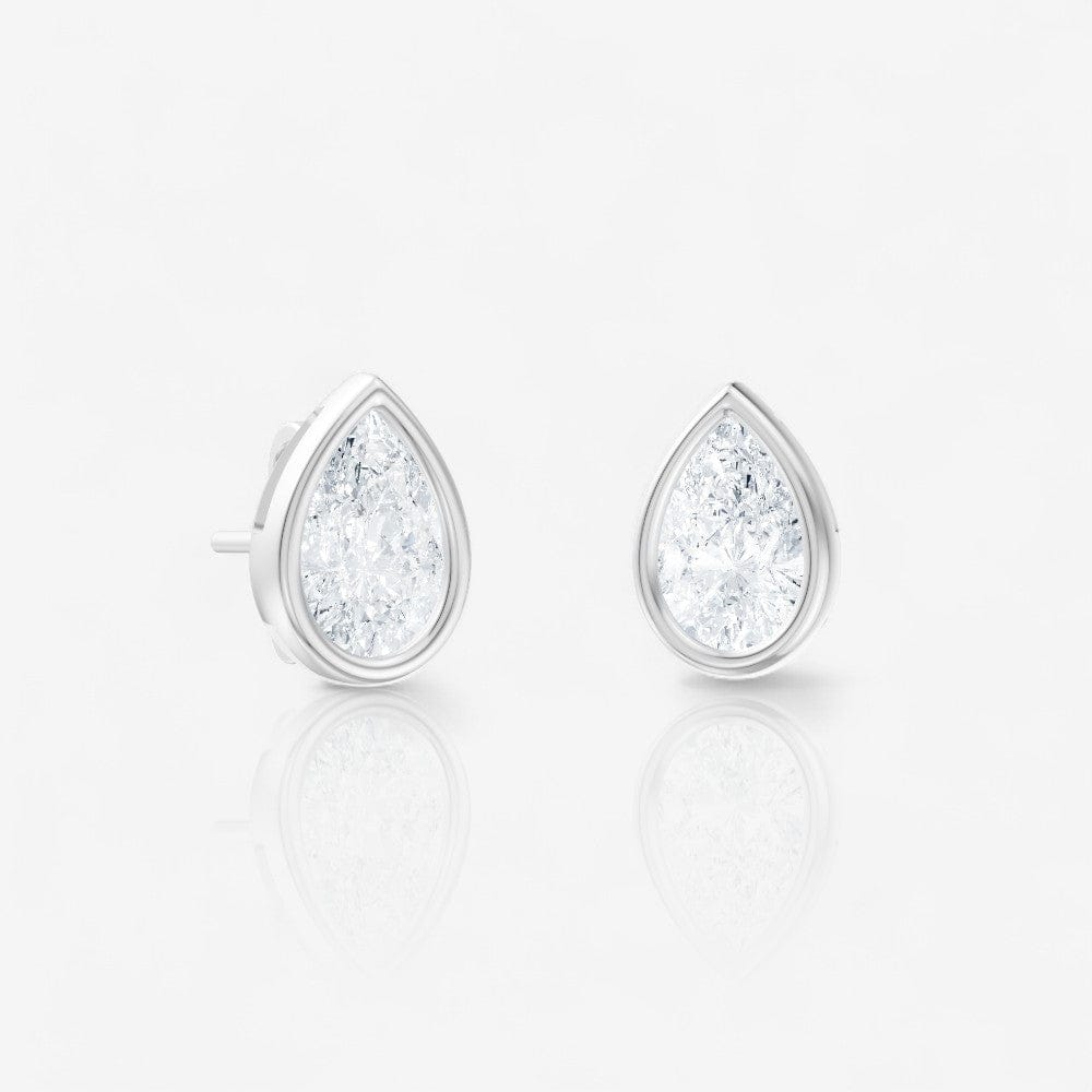 Pear Cut Lab-Grown Diamond Bezel Set Solitaire Stud Earrings