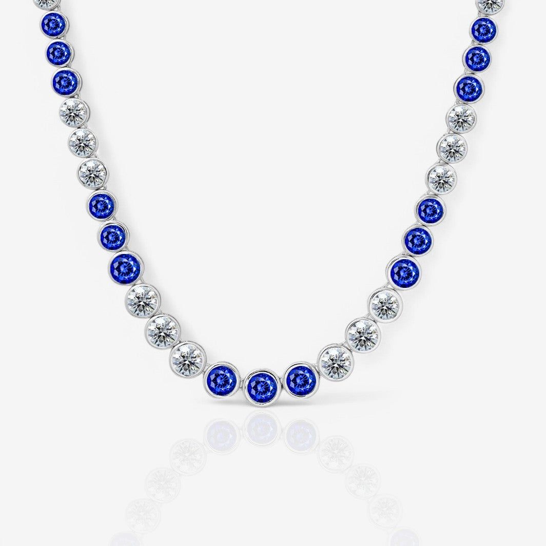 Alternating Bezel Set Sapphire & Lab Diamond Tennis Necklace