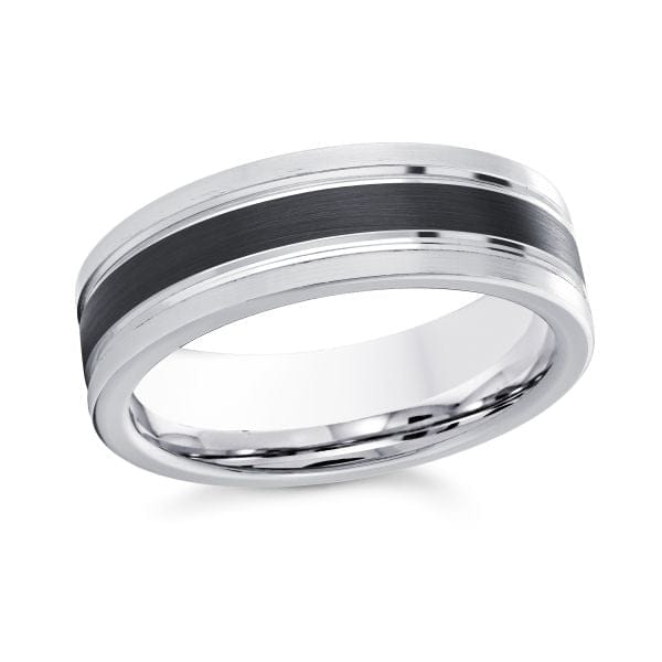 Men's 6mm Black & White Cobalt Striped Wedding Ring