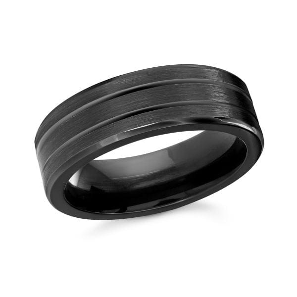 Men's 7mm Black Cobalt Double Inlay Wedding Ring