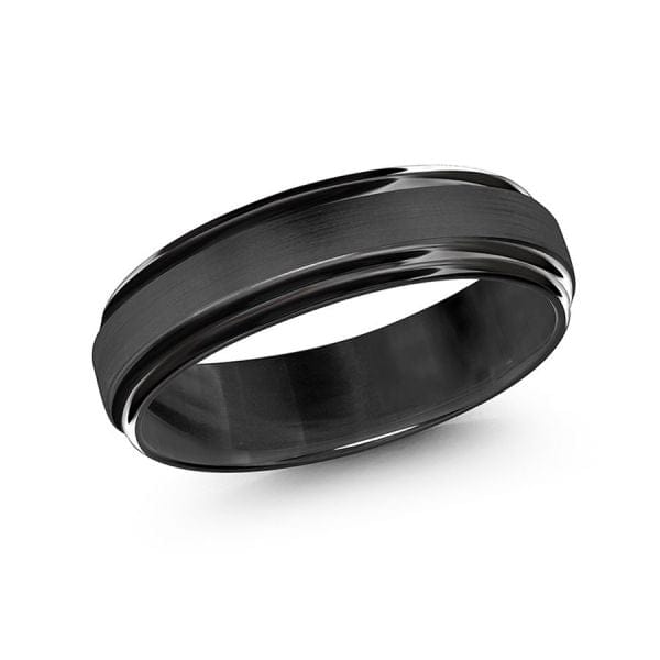 Men's 6mm Black Cobalt Polished Edge Wedding Ring