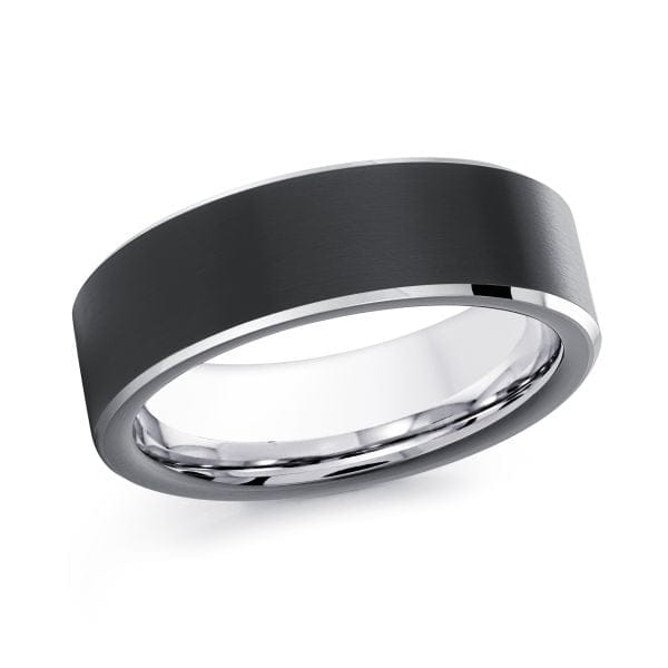 Men's 7mm Black & White Cobalt Wedding Ring