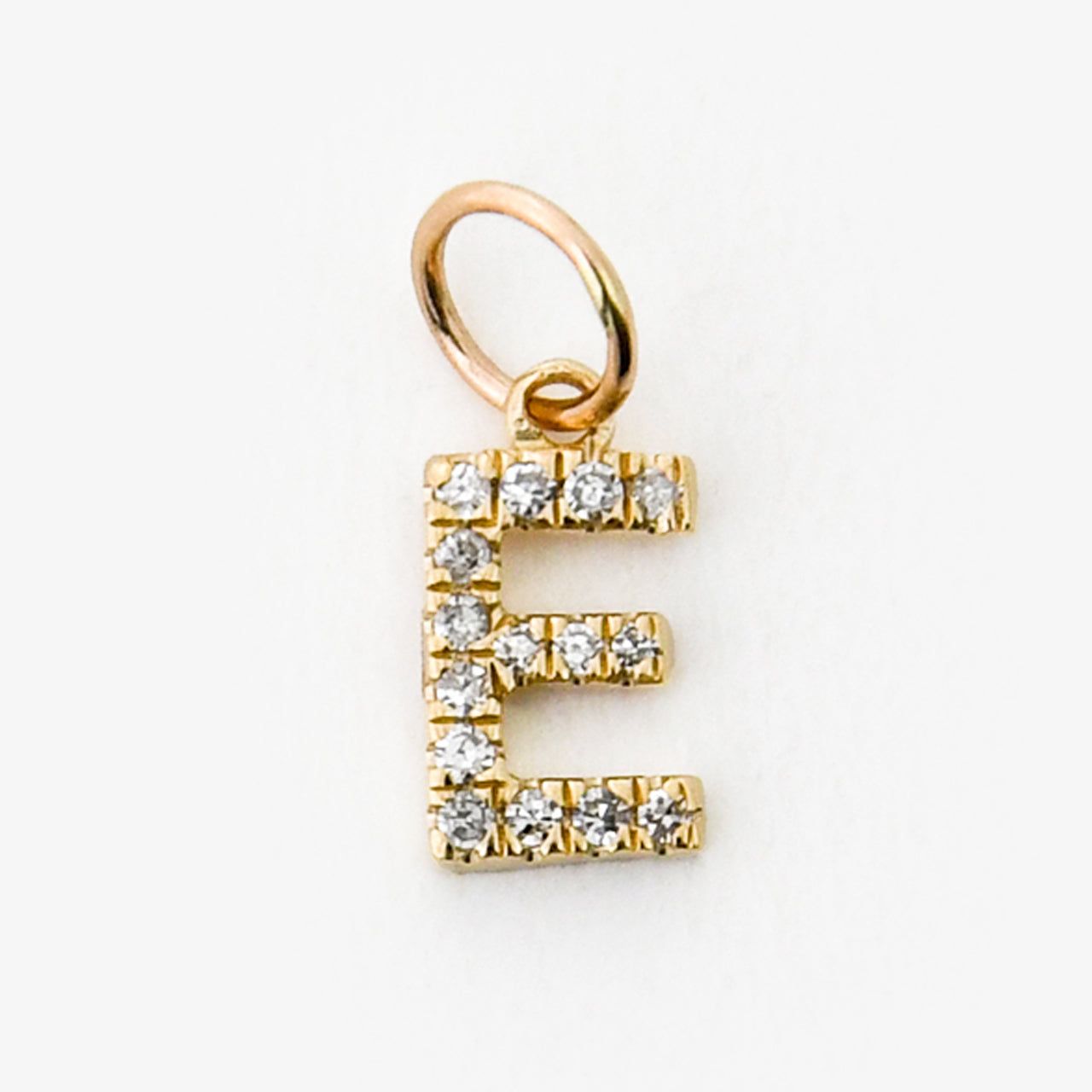 14kt Gold 0.05 CTW Diamond "E" Initial Charm