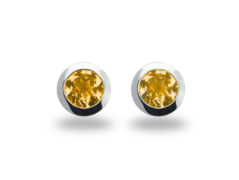 Sterling Silver 6mm Round Bezel Colorful Gemstone Stud Earrings