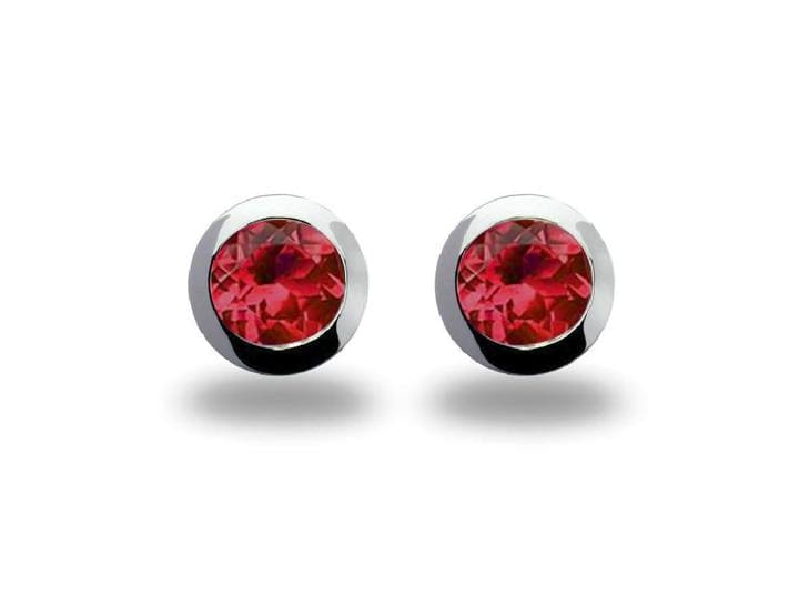 Sterling Silver 6mm Round Bezel Colorful Gemstone Stud Earrings
