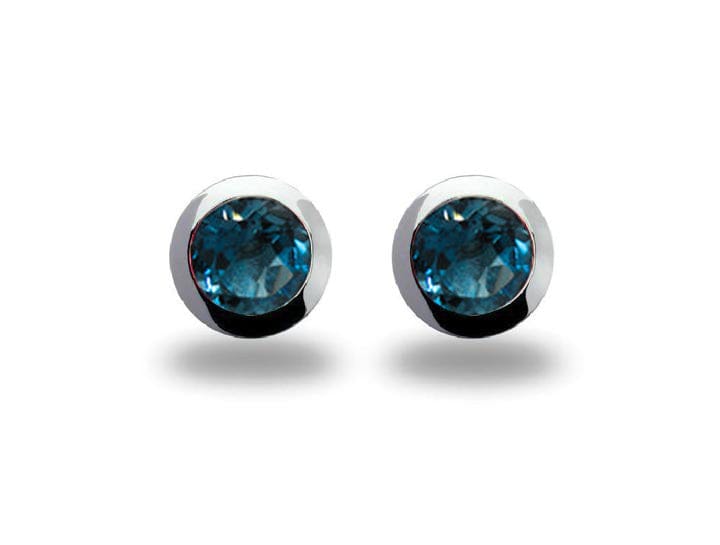 Sterling Silver 6mm Round Bezel Colorful Gemstone Stud Earrings