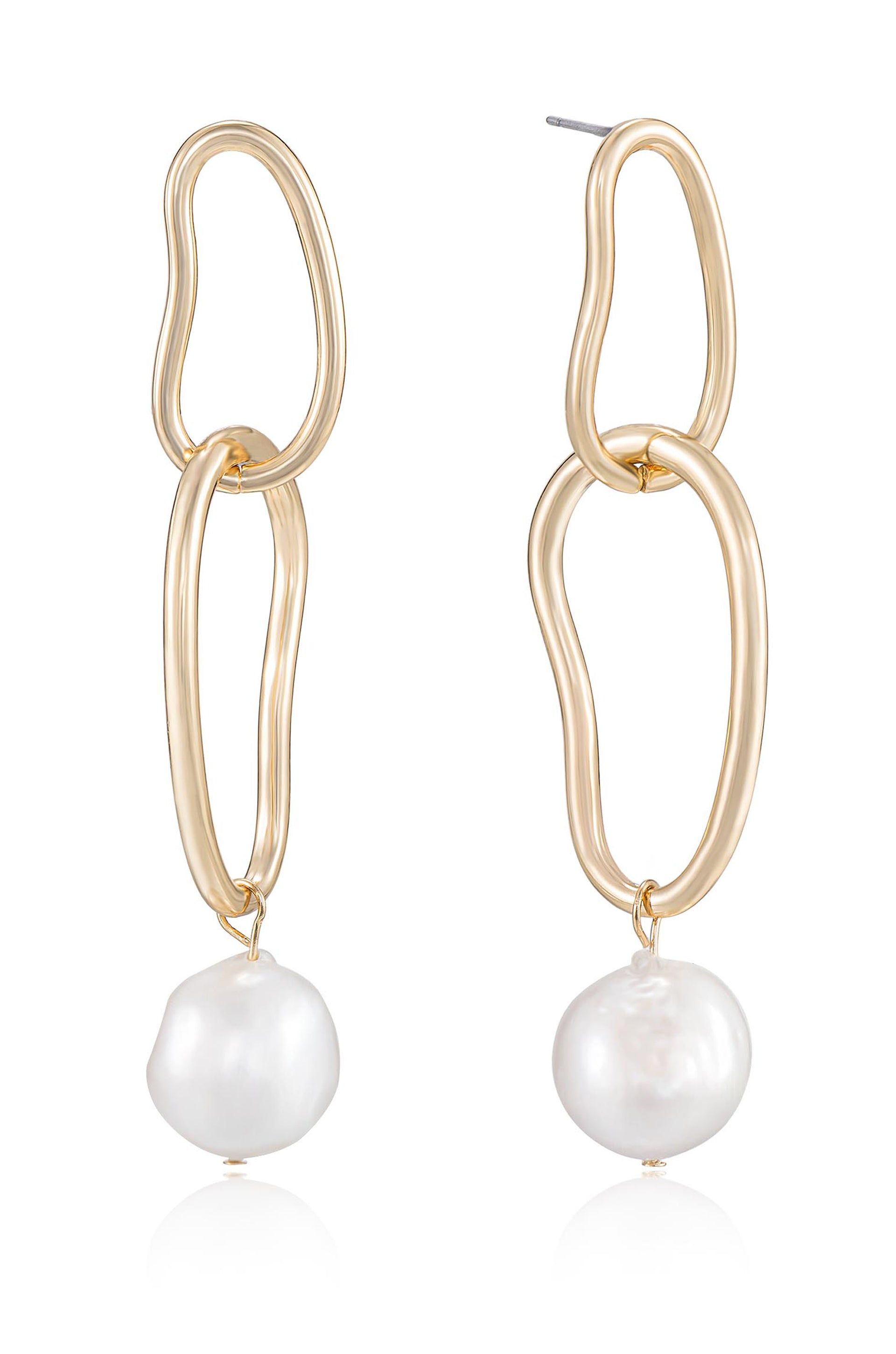 Ettika 18kt Gold Plated Mara Dangle Pearl Earrings