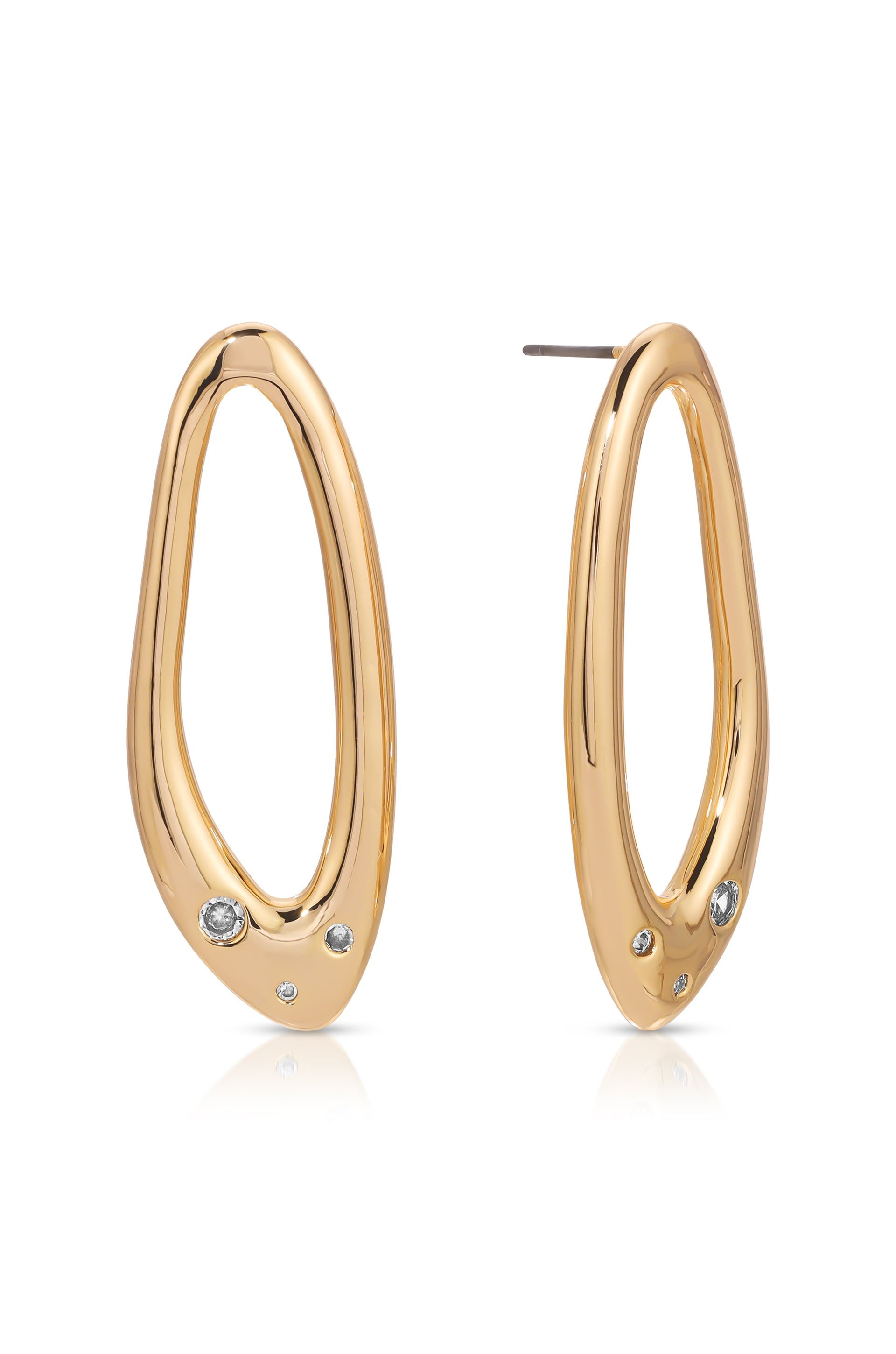 Ettika 18kt Gold Plated Molten Crystal Dotted Oval Earrings