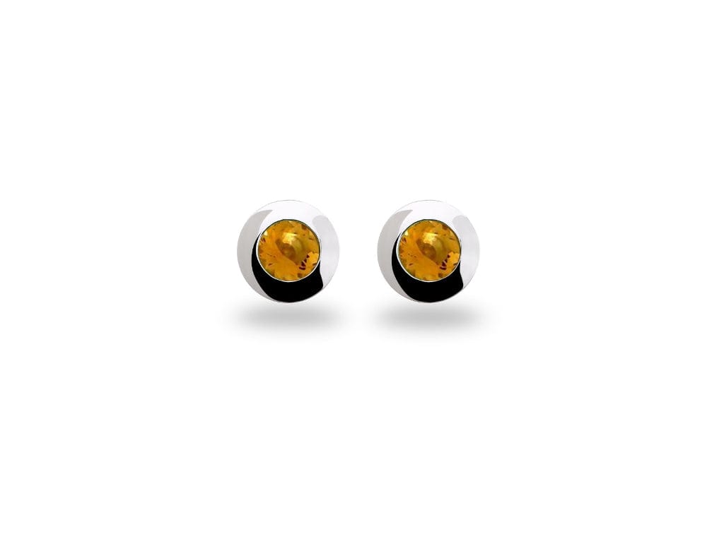 Sterling Silver 4mm Round Bezel Colorful Gemstone Stud Earrings