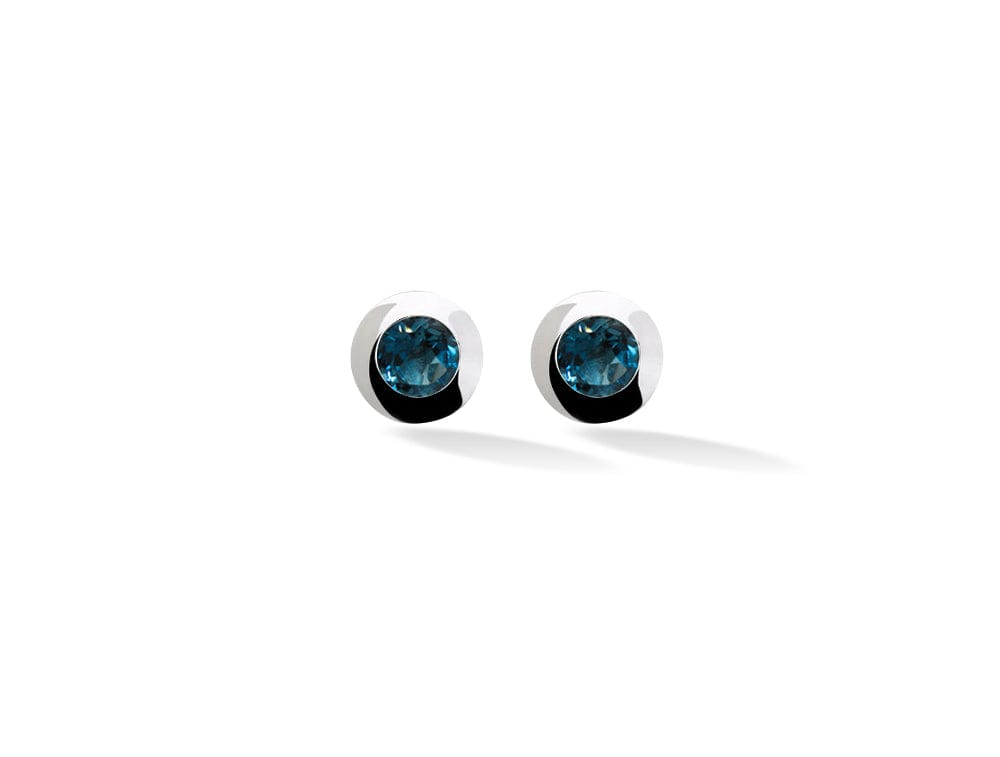 Sterling Silver 3mm Round Bezel Colorful Gemstone Stud Earrings