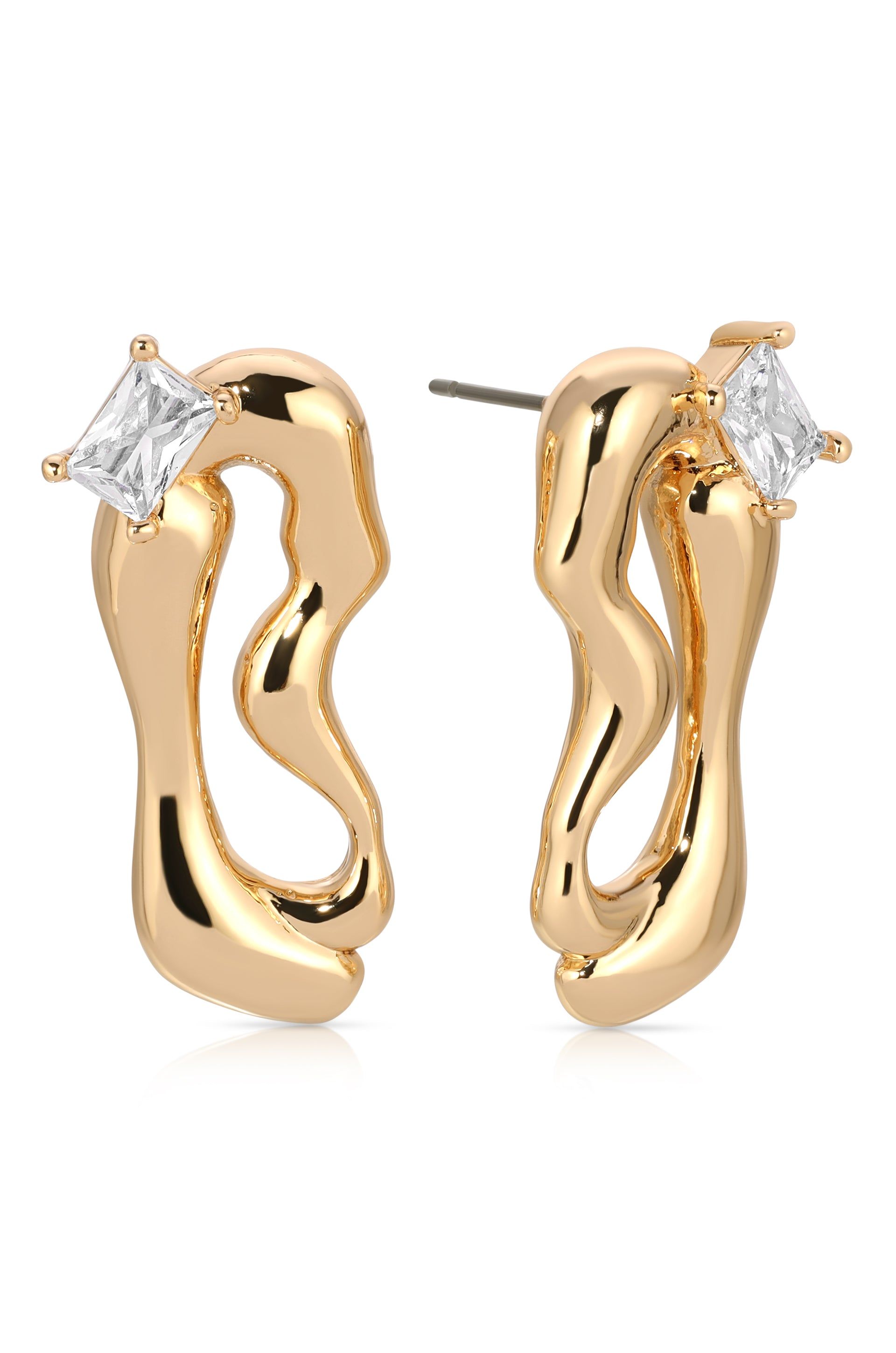 Ettika 18kt Gold Plated Organic Winding Crystal Earrings