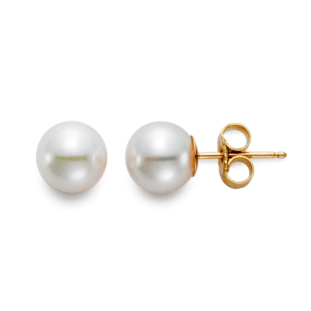 14kt Gold 7-7.5mm Freshwater Cultured Pearl Stud Earrings