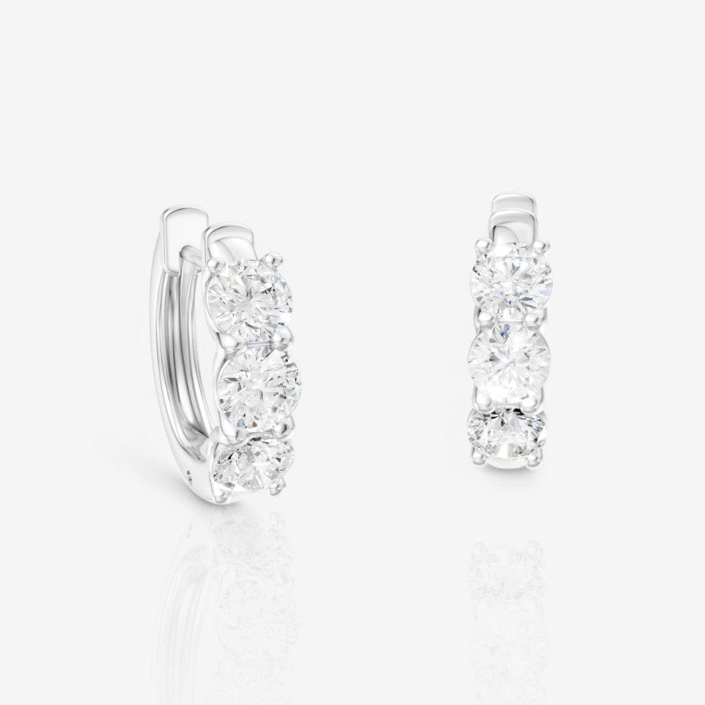 Three-Stone Round Lab Diamond Huggie Earrings