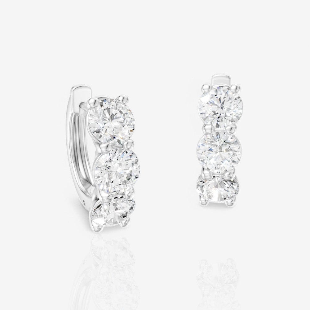 Three-Stone Round Lab Diamond Huggie Earrings