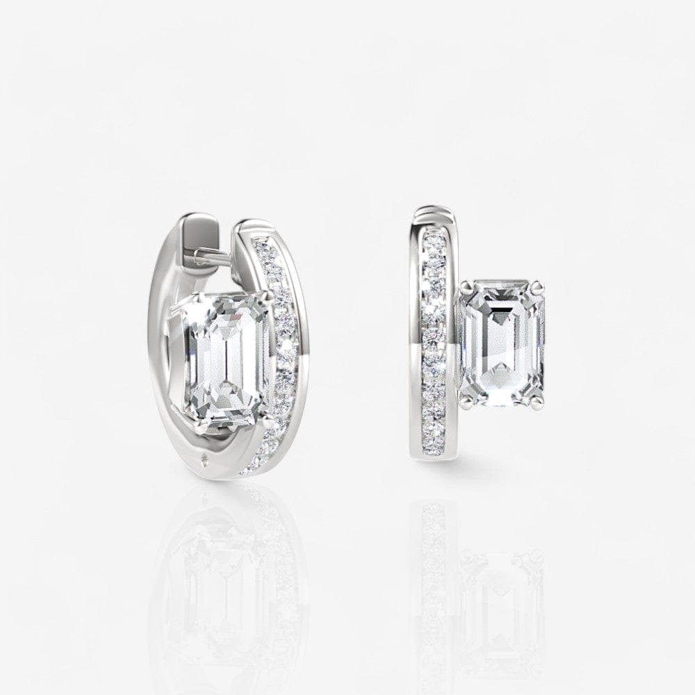 Emerald Cut Lab-Grown Diamond Channel-Set Huggie Hoop Earrings