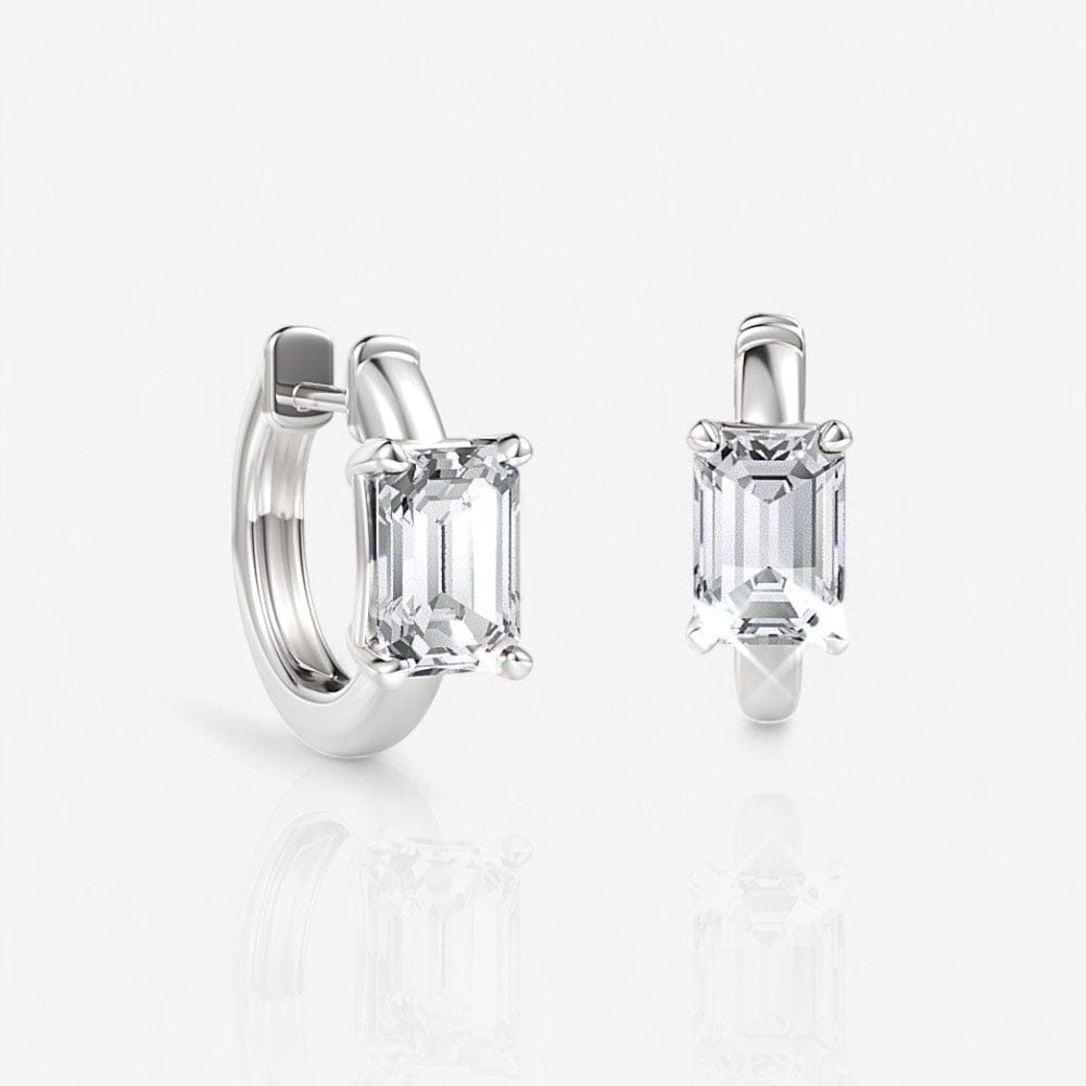 Custom Emerald-Cut Diamond Huggie Earrings