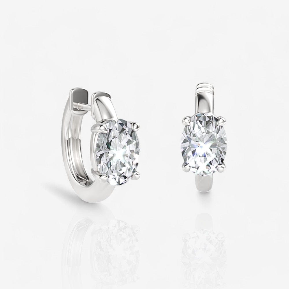 Custom Oval-Cut Diamond Huggie Earrings