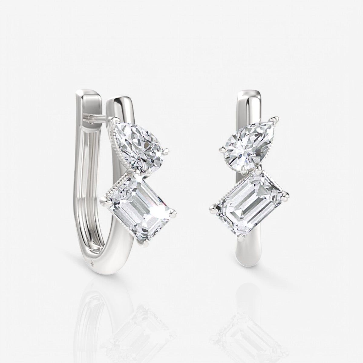 Toi et Moi Pear & Emerald Cut Lab-Grown Diamond Huggie Hoop Earrings