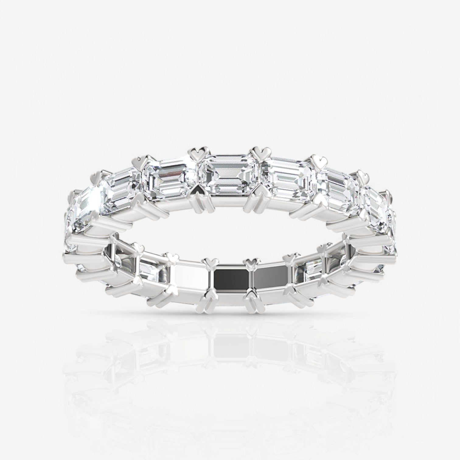 East-West Emerald Lab Diamond Eternity Ring