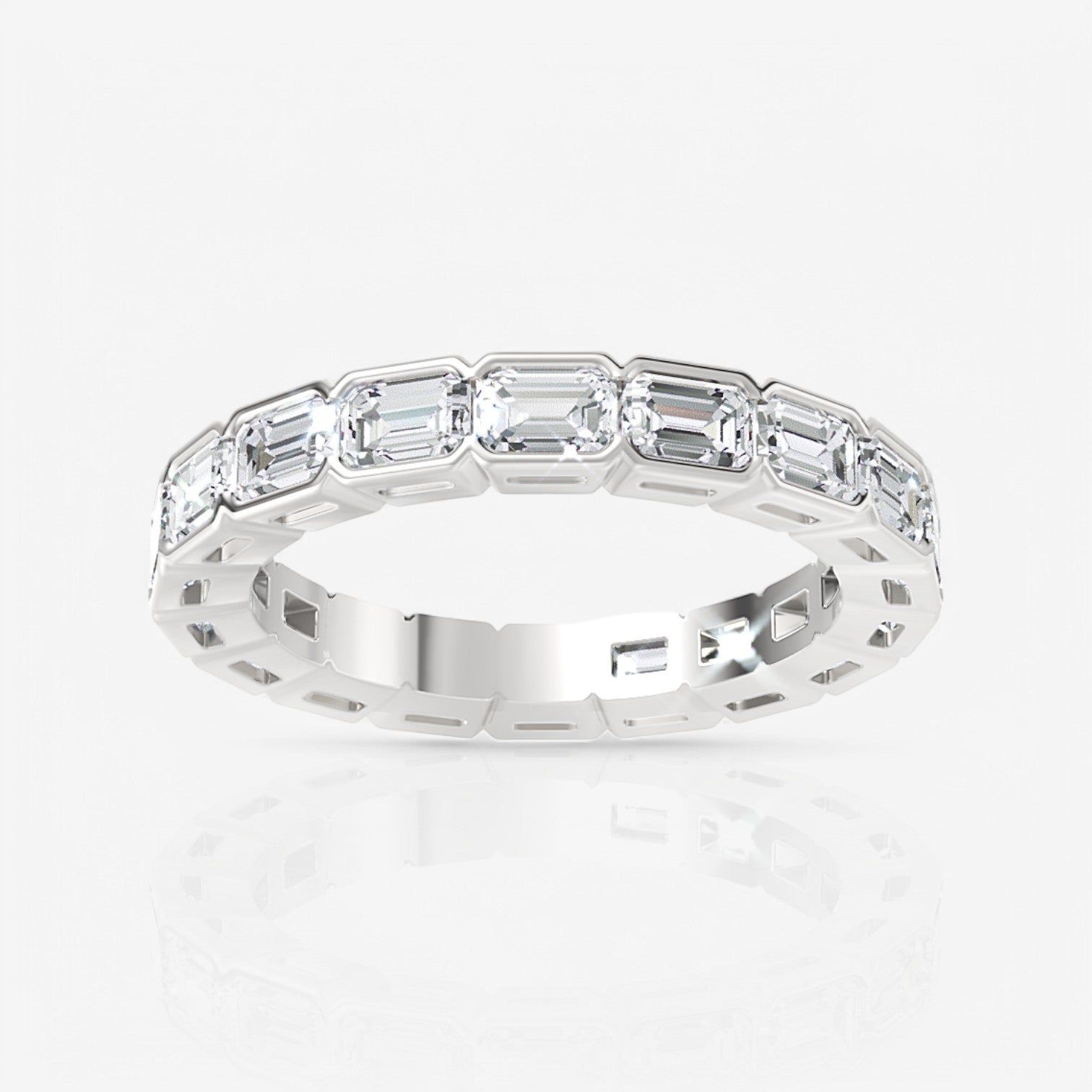 East-West Half Bezel Emerald Lab-Grown Diamond Eternity Band