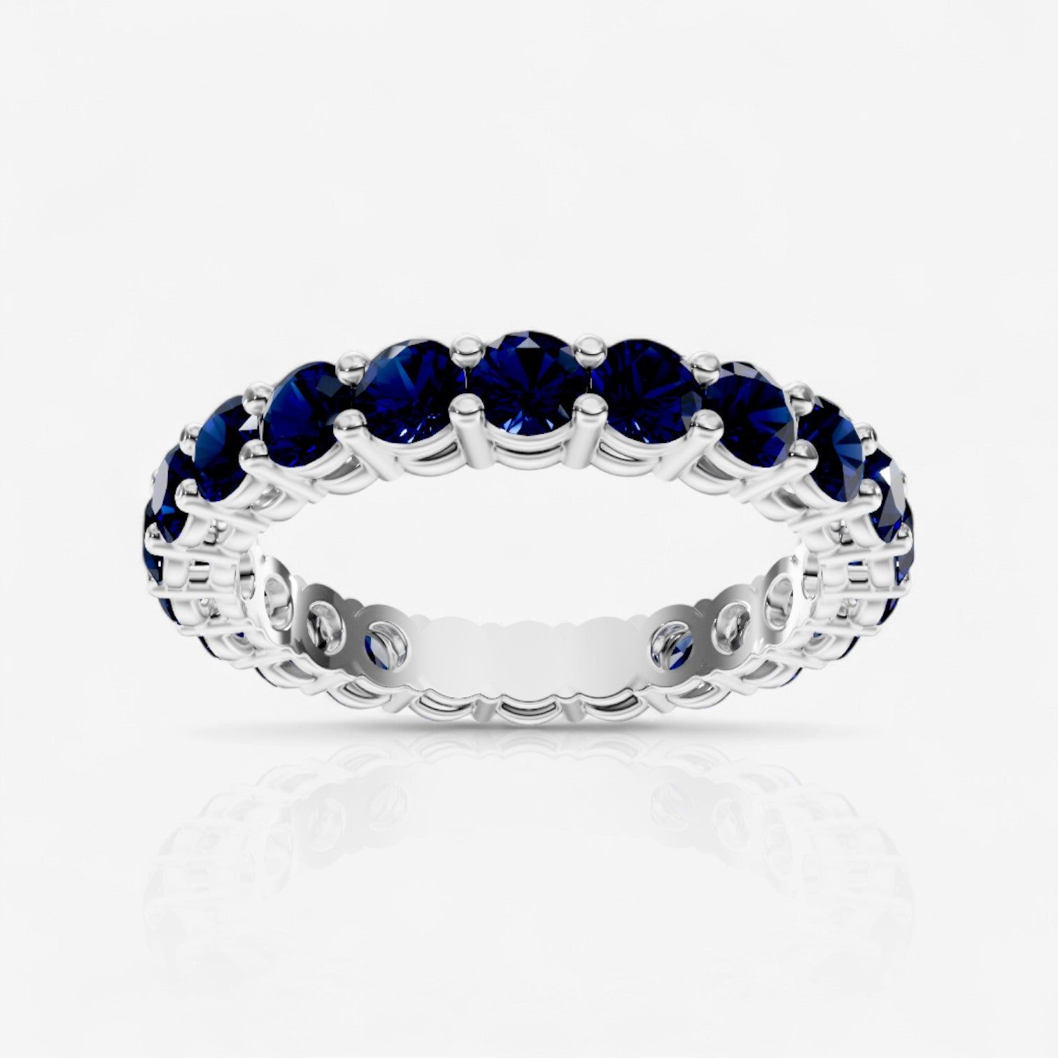 Round Shared Prong Sapphire Eternity Band