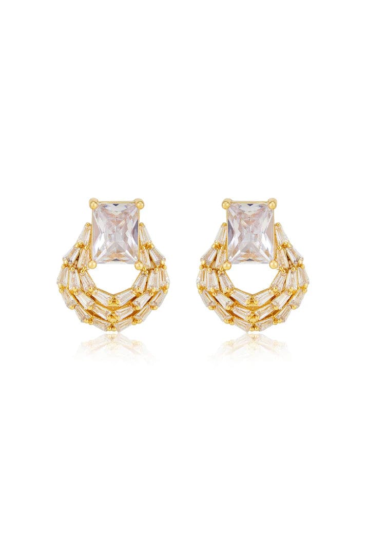 Ettika 18kt Gold Plated Crystal Encircled Earrings