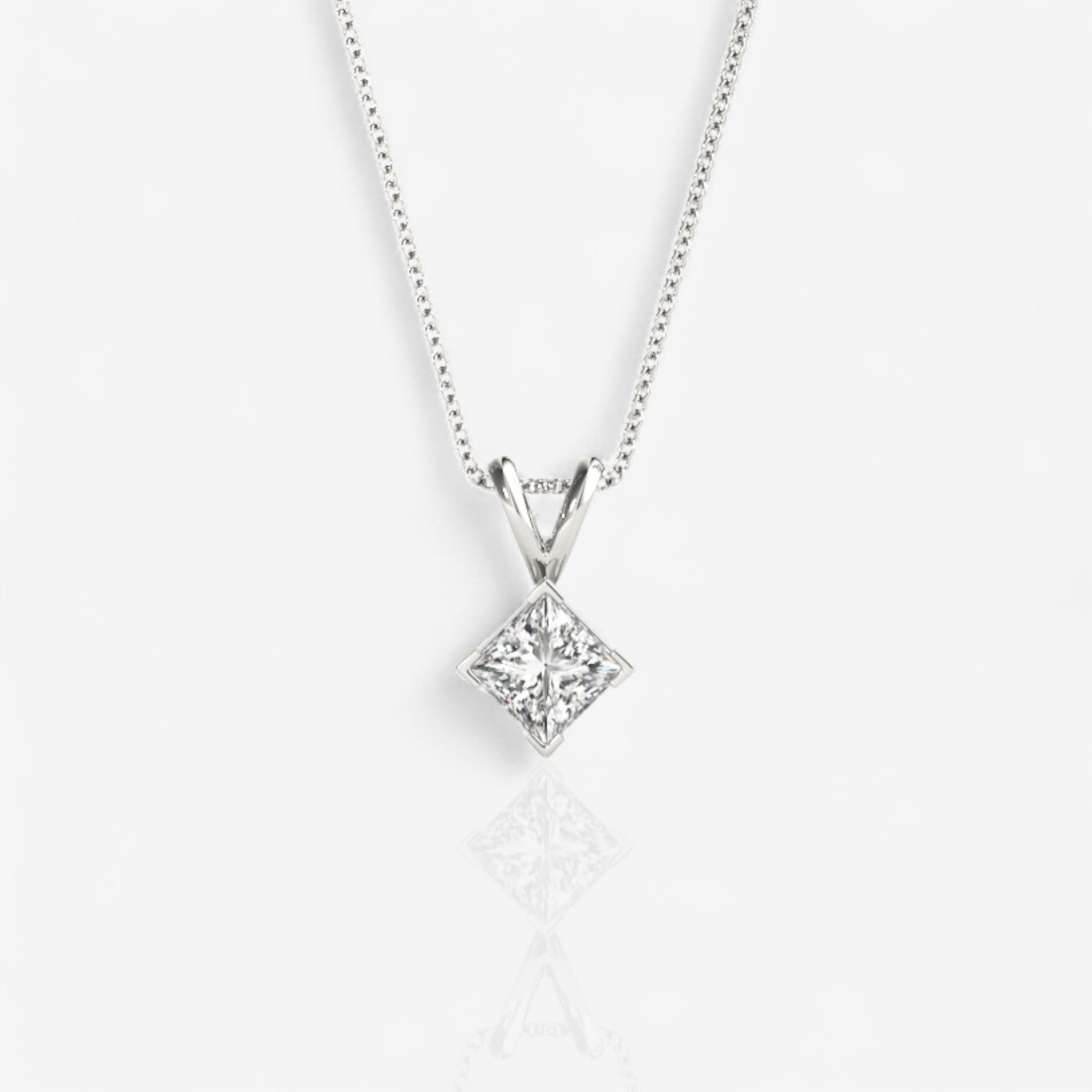 Design Your Own Split Bail Princess Cut Solitaire Pendant Setting