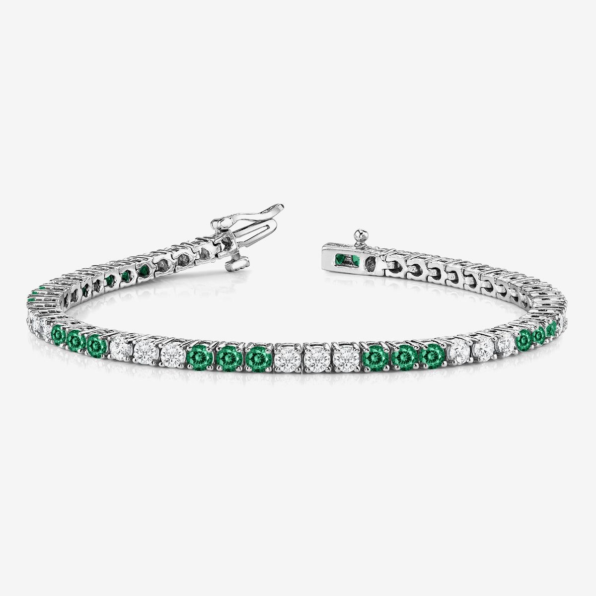 Alternating Emerald & Lab Grown Diamond Tennis Bracelet