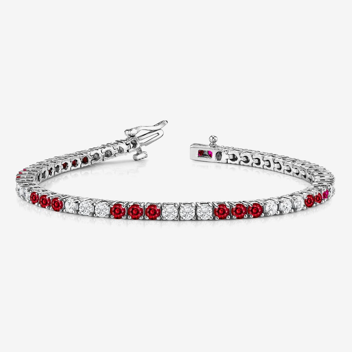 Alternating Ruby & Lab Grown Diamond Tennis Bracelet
