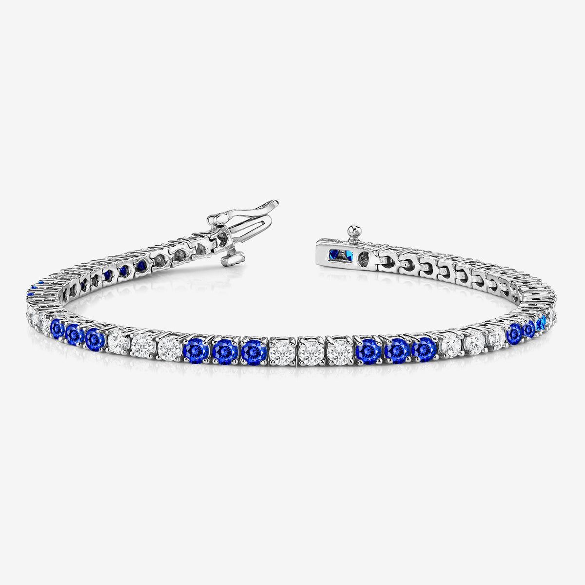 Alternating Sapphire & Lab Grown Diamond Tennis Bracelet