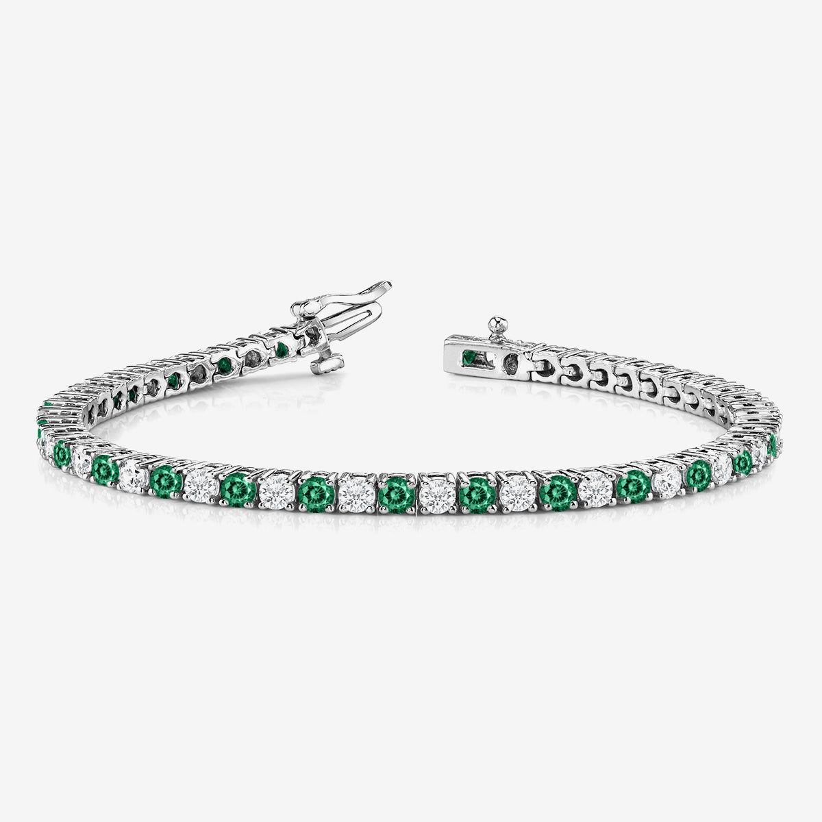 Alternating Emerald & Lab Grown Diamond Tennis Bracelet