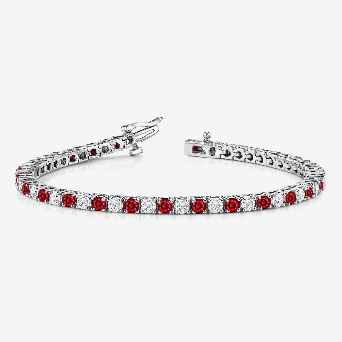 Alternating Ruby & Lab Grown Diamond Tennis Bracelet