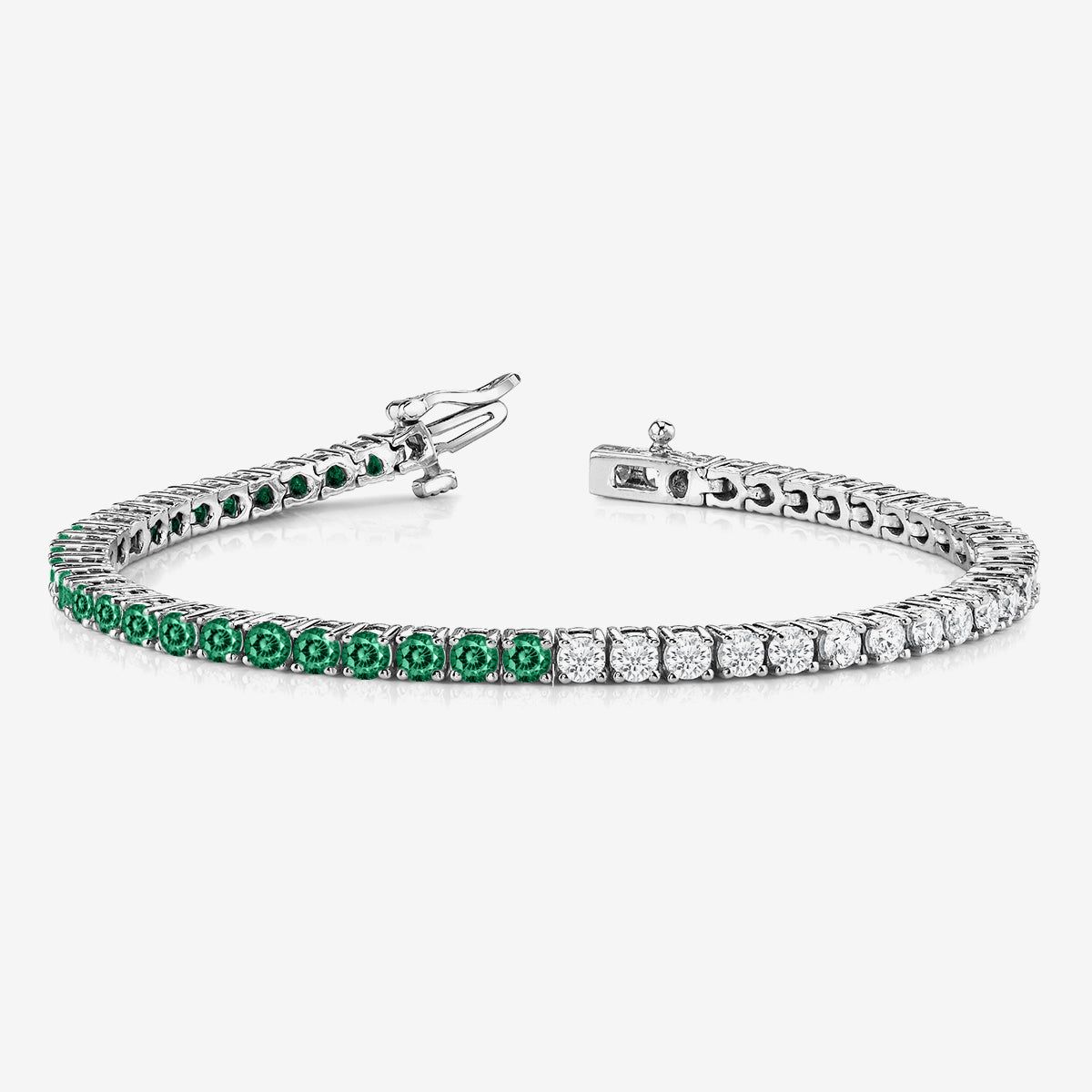 Half & Half Emerald & Lab Grown Diamond Tennis Bracelet
