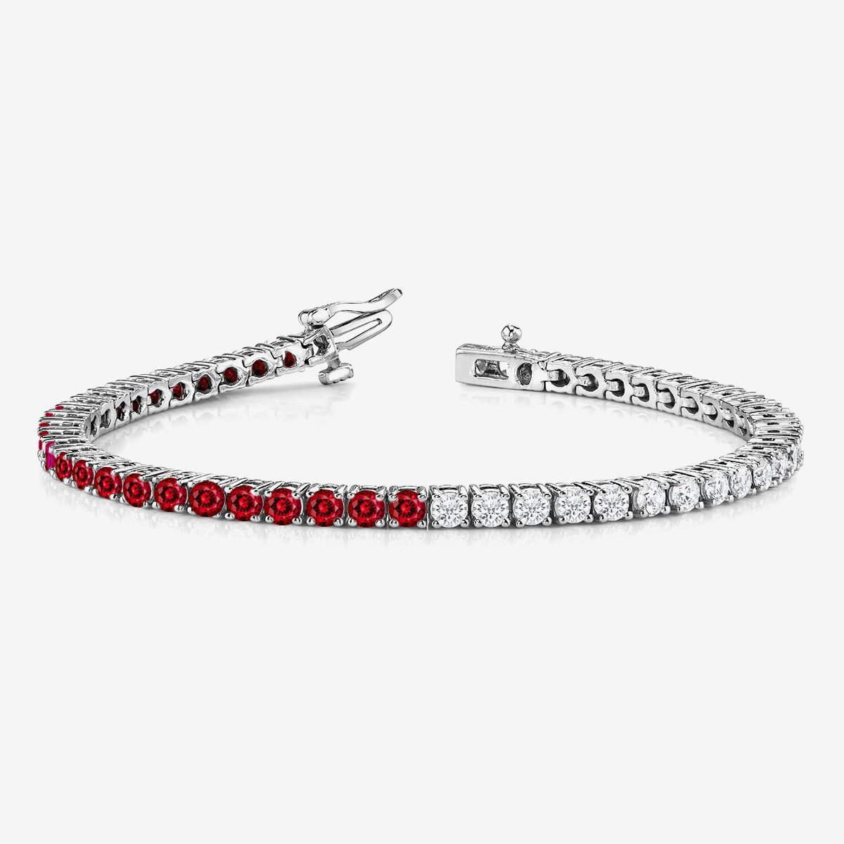 Half & Half Ruby & Lab Grown Diamond Tennis Bracelet