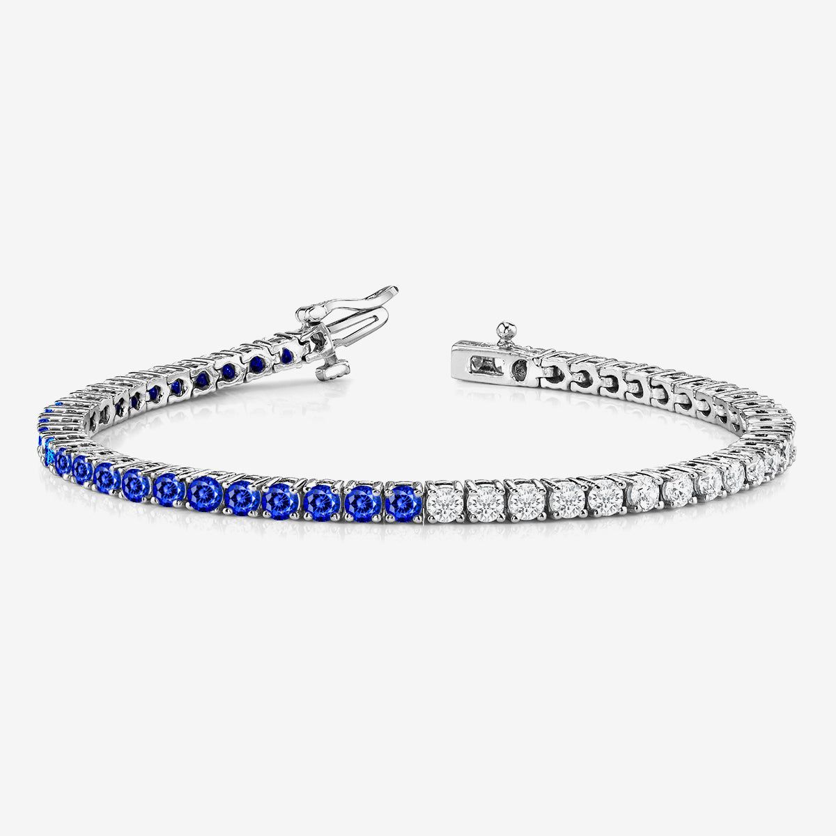 Half & Half Sapphire & Lab Grown Diamond Tennis Bracelet