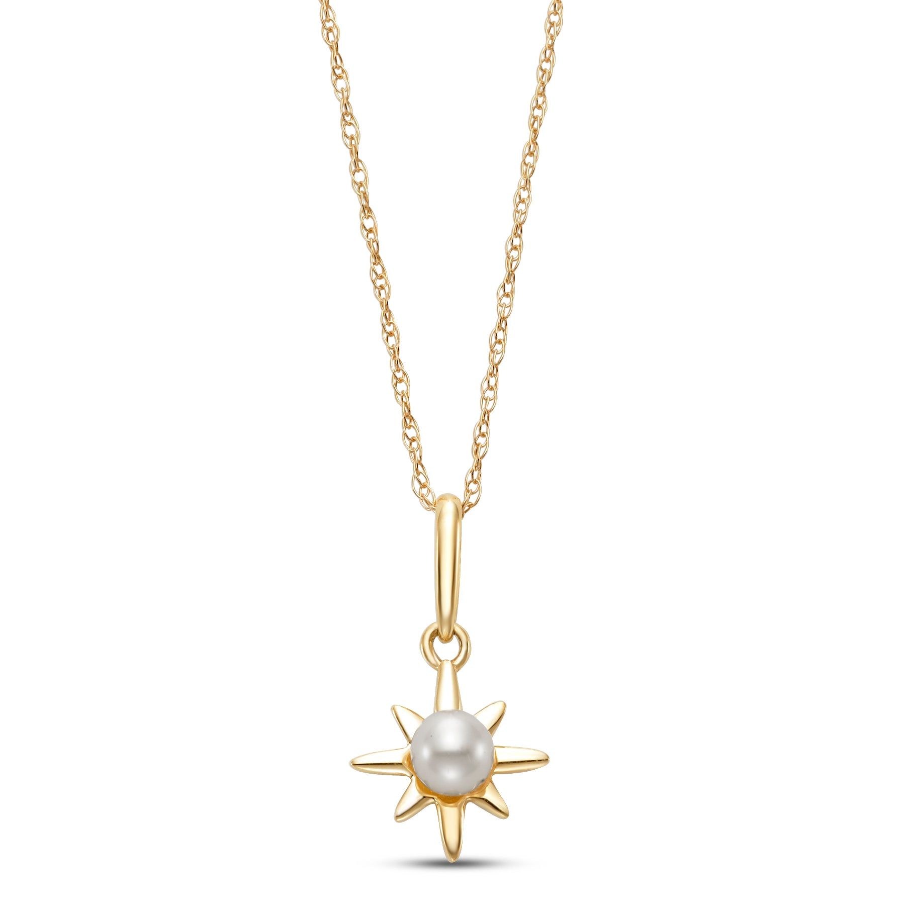 14kt Yellow Gold 3-3.5mm Freshwater Pearl Starburst Pendant