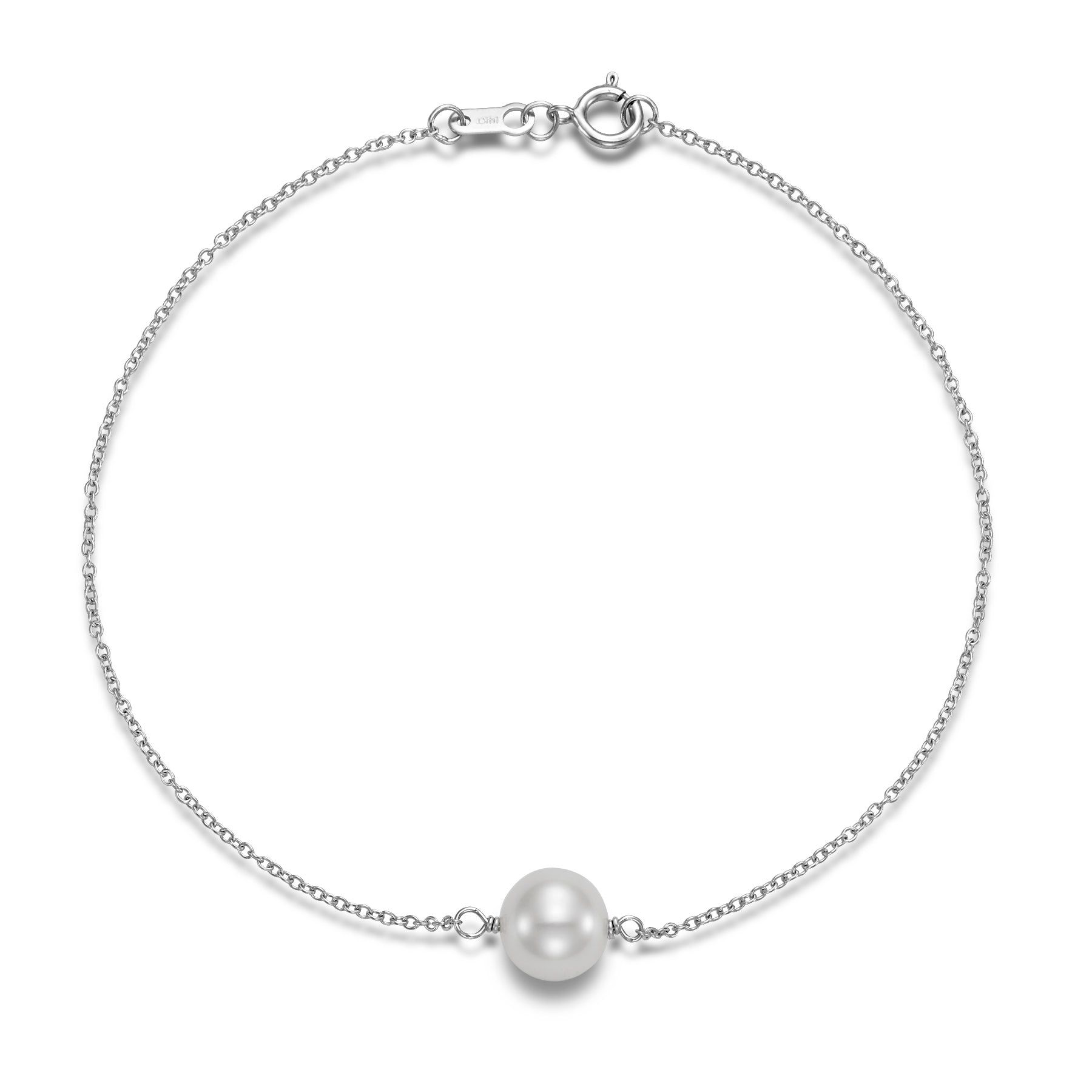 14kt White Gold 7-7.5mm Freshwater Pearl Single Station Bracelet