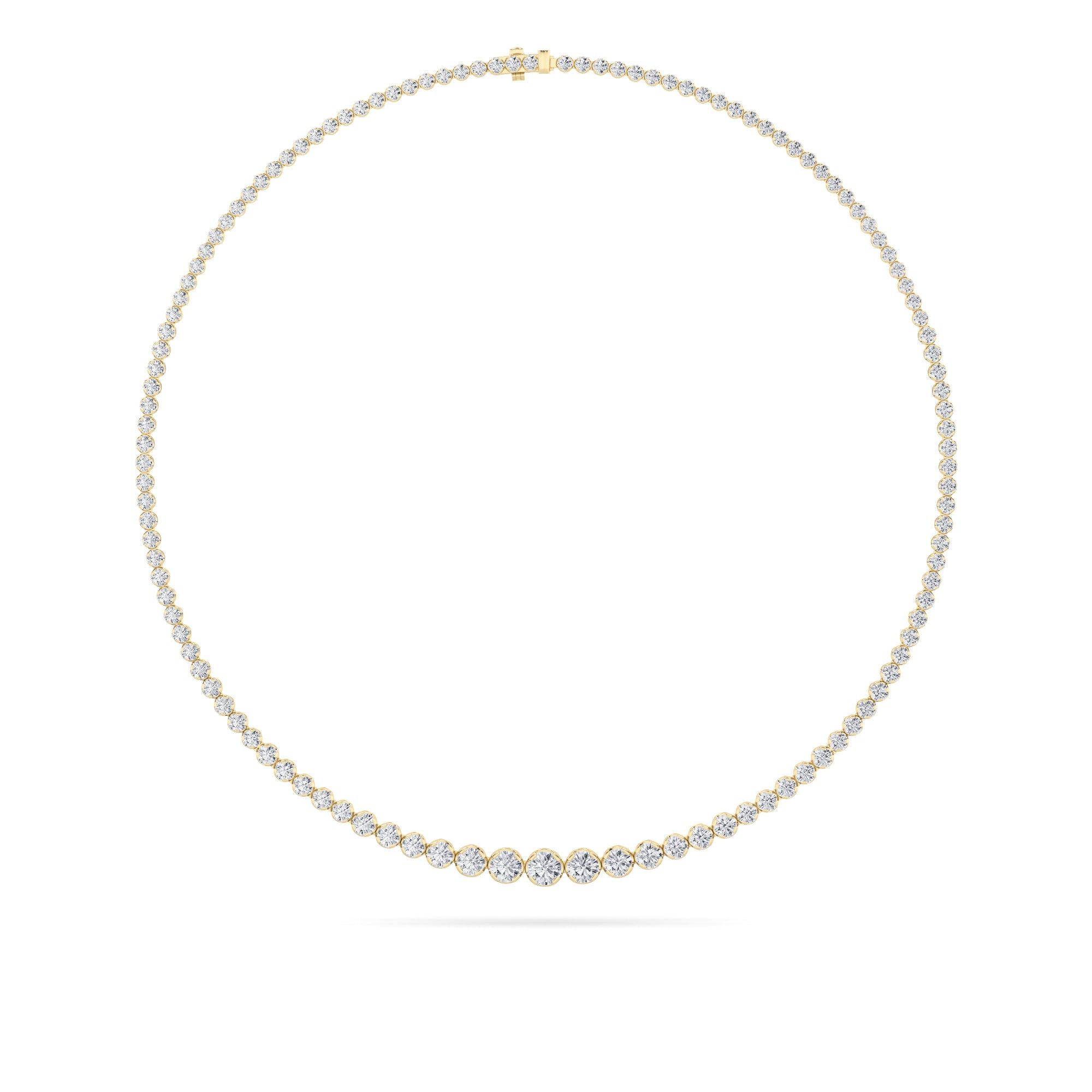 IGI Certified 10.00 CTW FVS Four-Prong Lab Grown Diamond Graduating Full Riviera Necklace in 14kt Yellow Gold