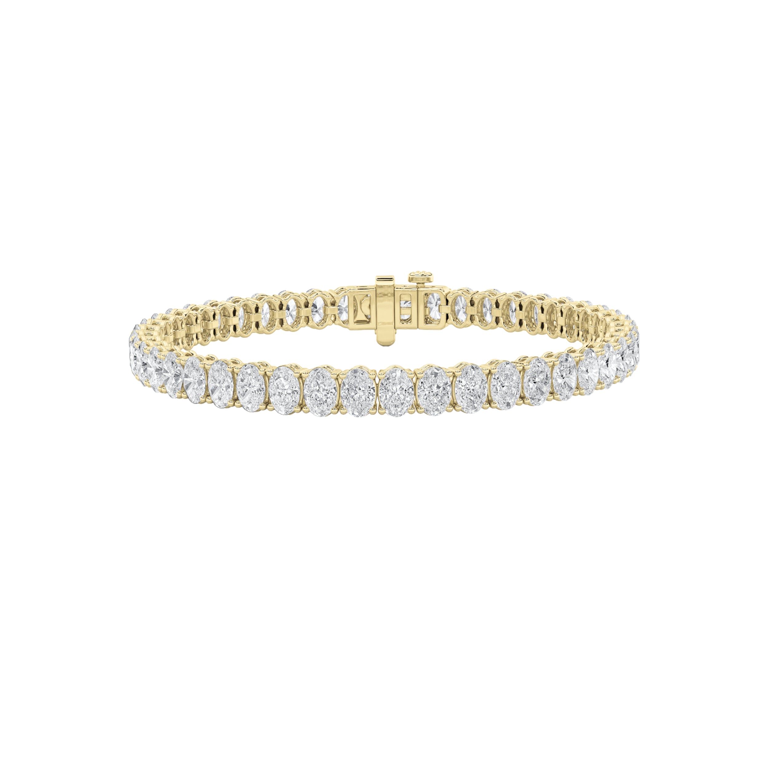 IGI Certified 6.00 CTW FVS Oval Shaped Lab Grown Diamond Tennis Bracelet in 14k Yellow Gold
