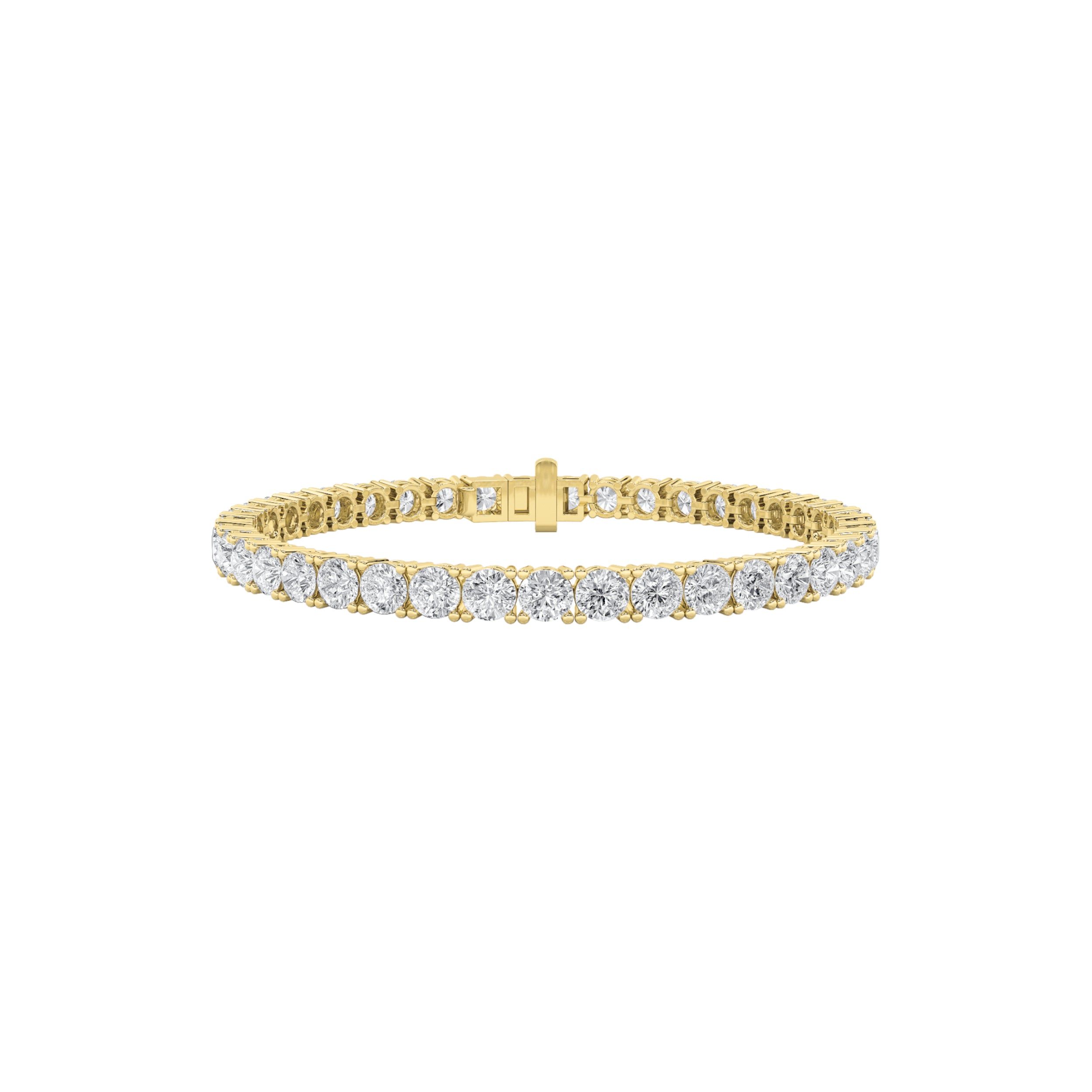 IGI Certified 6.00 CTW FVS Round Shaped Lab Grown Diamond Tennis Bracelet in 14kt Yellow Gold