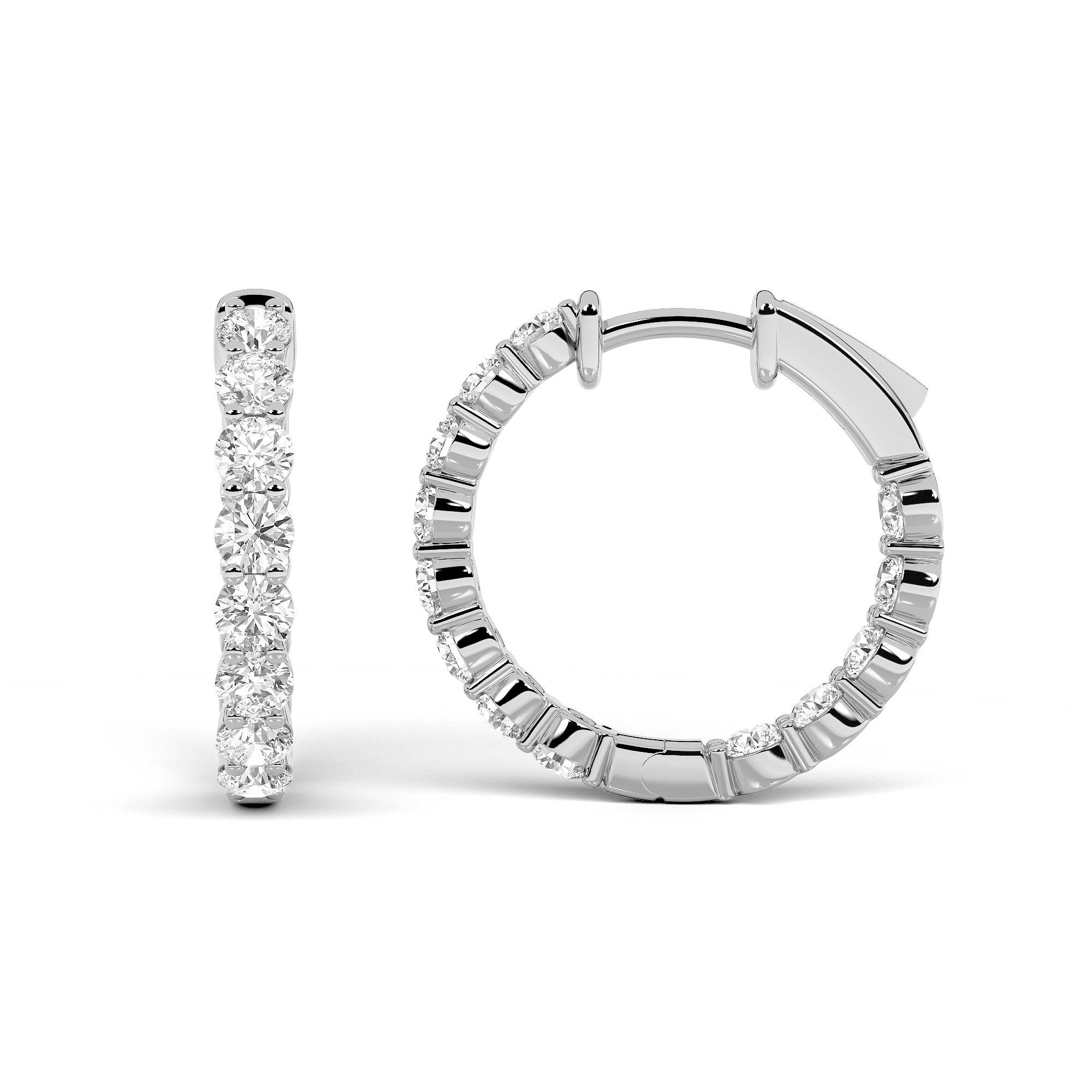 IGI Certified 6.00 CTW FVS Inside Out Round Shaped Lab-Grown Diamond Hoop Earrings in 14k White Gold
