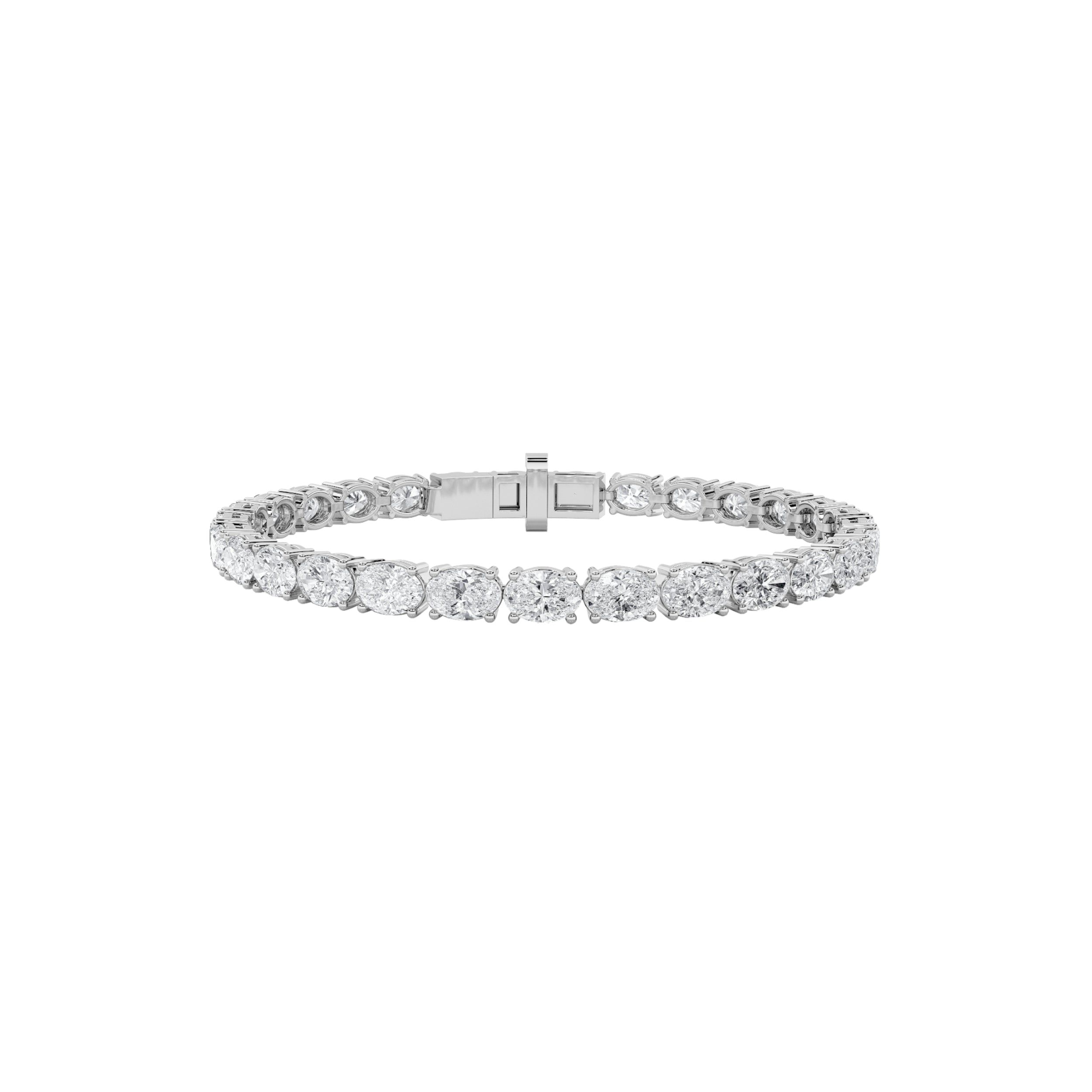 IGI Certified 4.50 CTW FVS Oval Shaped Lab Grown Diamond Tennis Bracelet in 14kt White Gold
