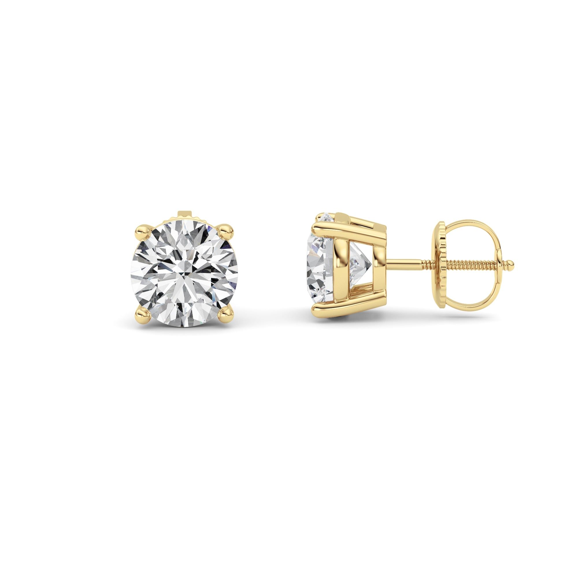 IGI Certified 4.00 Carat FGVS Round Cut Lab Diamond Earrings in 14K Gold
