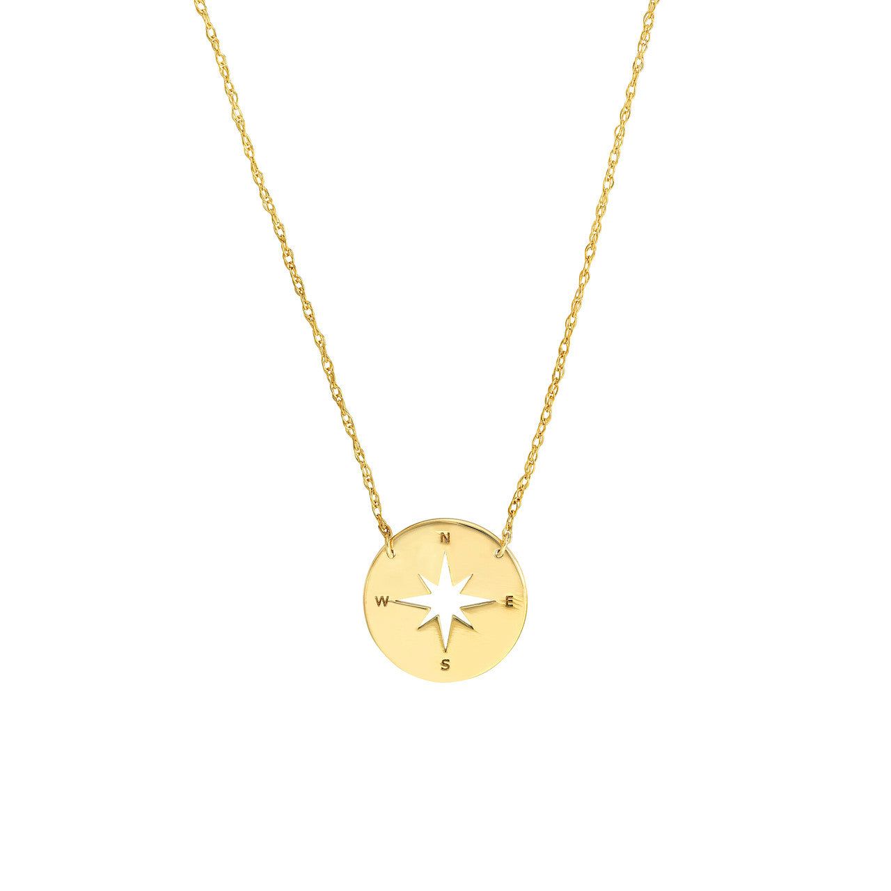 14kt Gold Mini Compass Adjustable Necklace