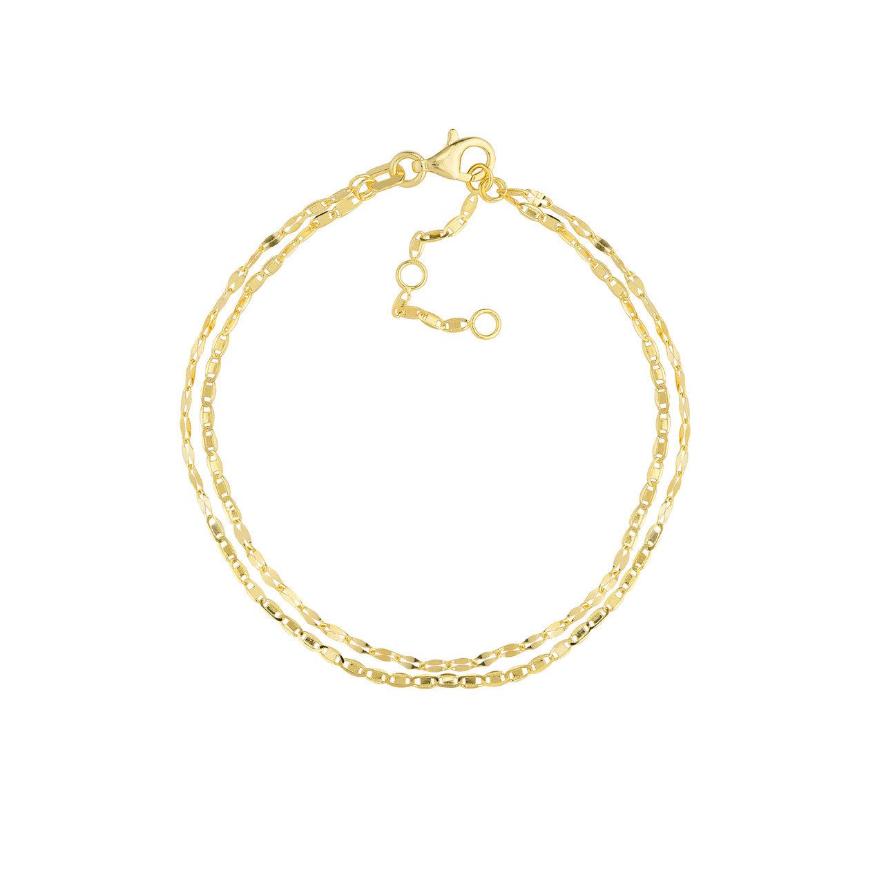 14kt Gold Valentino and Hammered Forzentina Layered Chain Bracelet