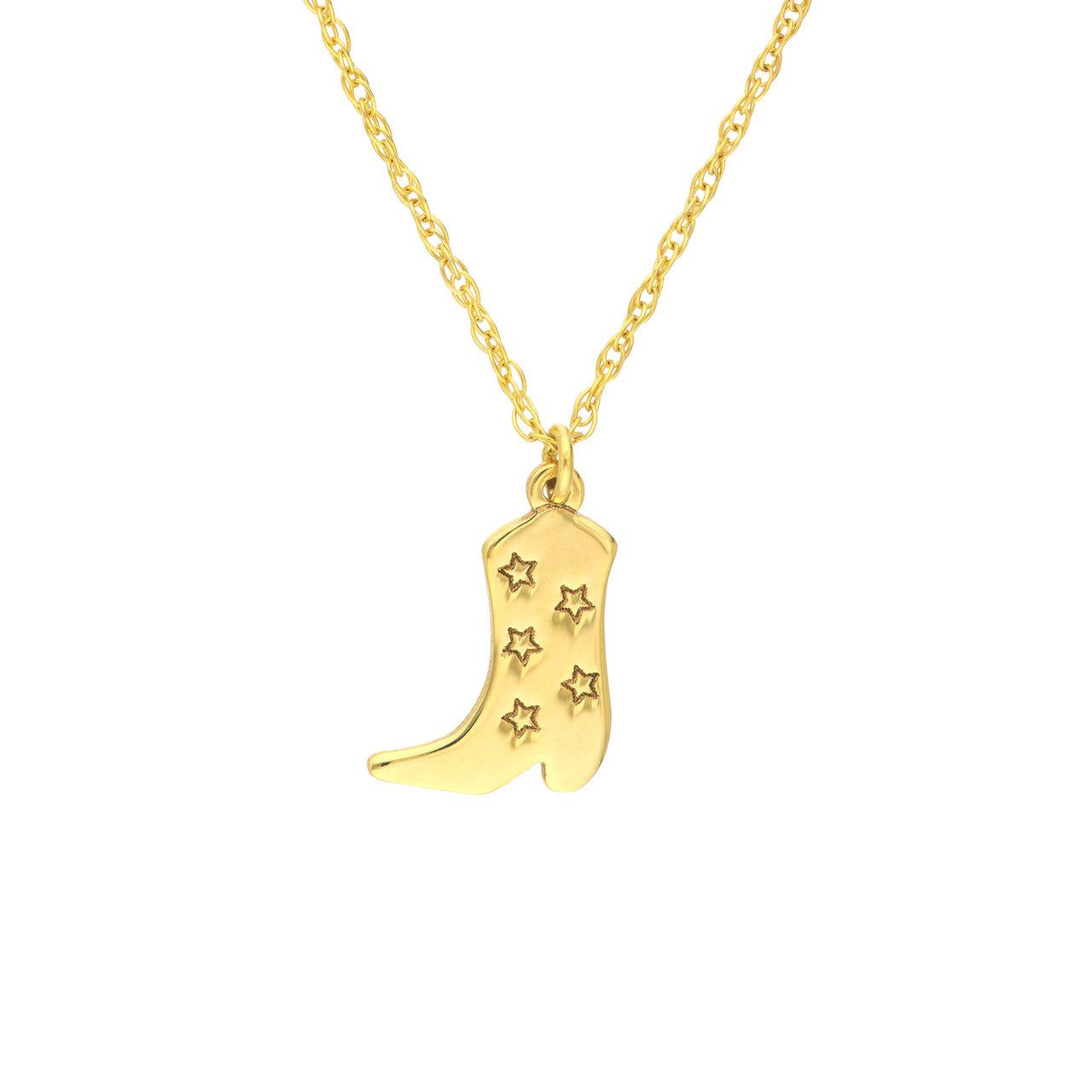 14kt Gold Five Stars Cowboy Boot Necklace